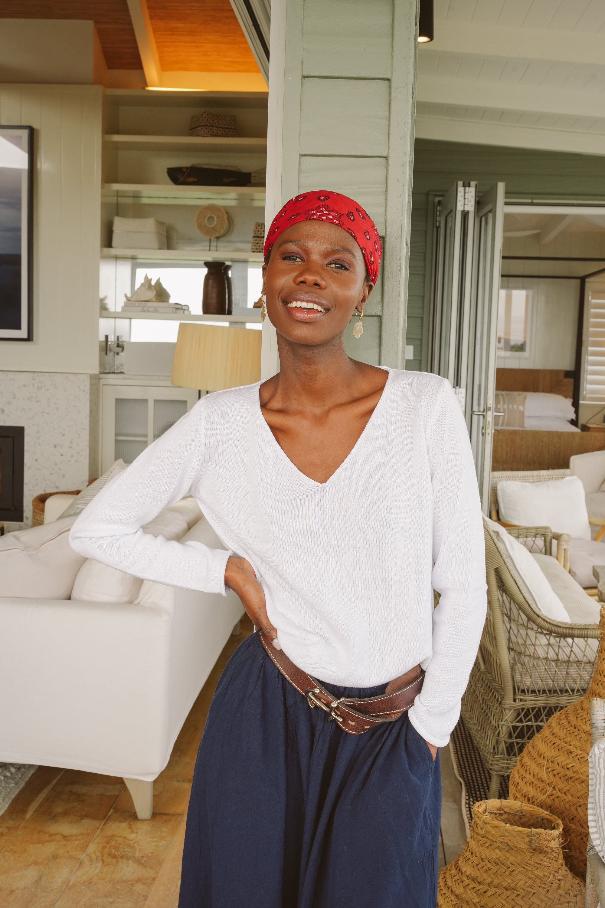 Justine Cotton V-Neck Knit