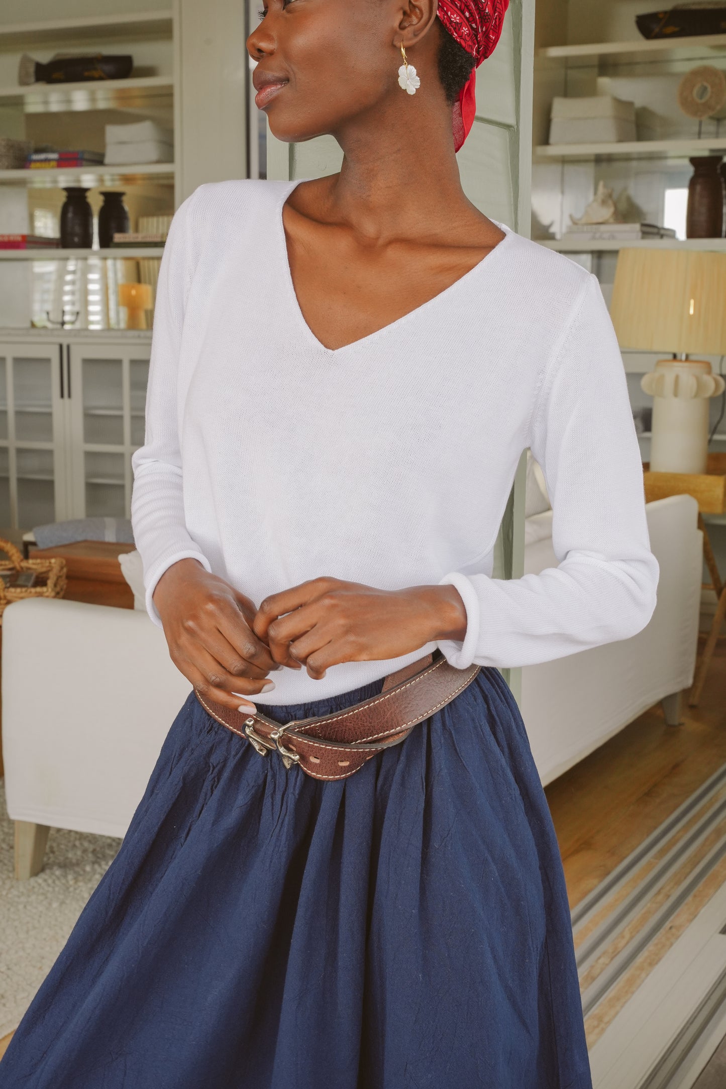 Justine Cotton V-Neck Knit