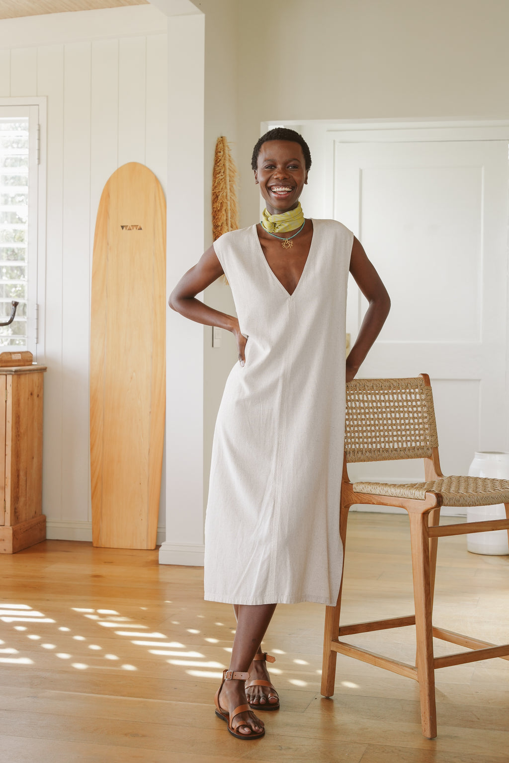 Edie Linen V-Neck Shift Dress