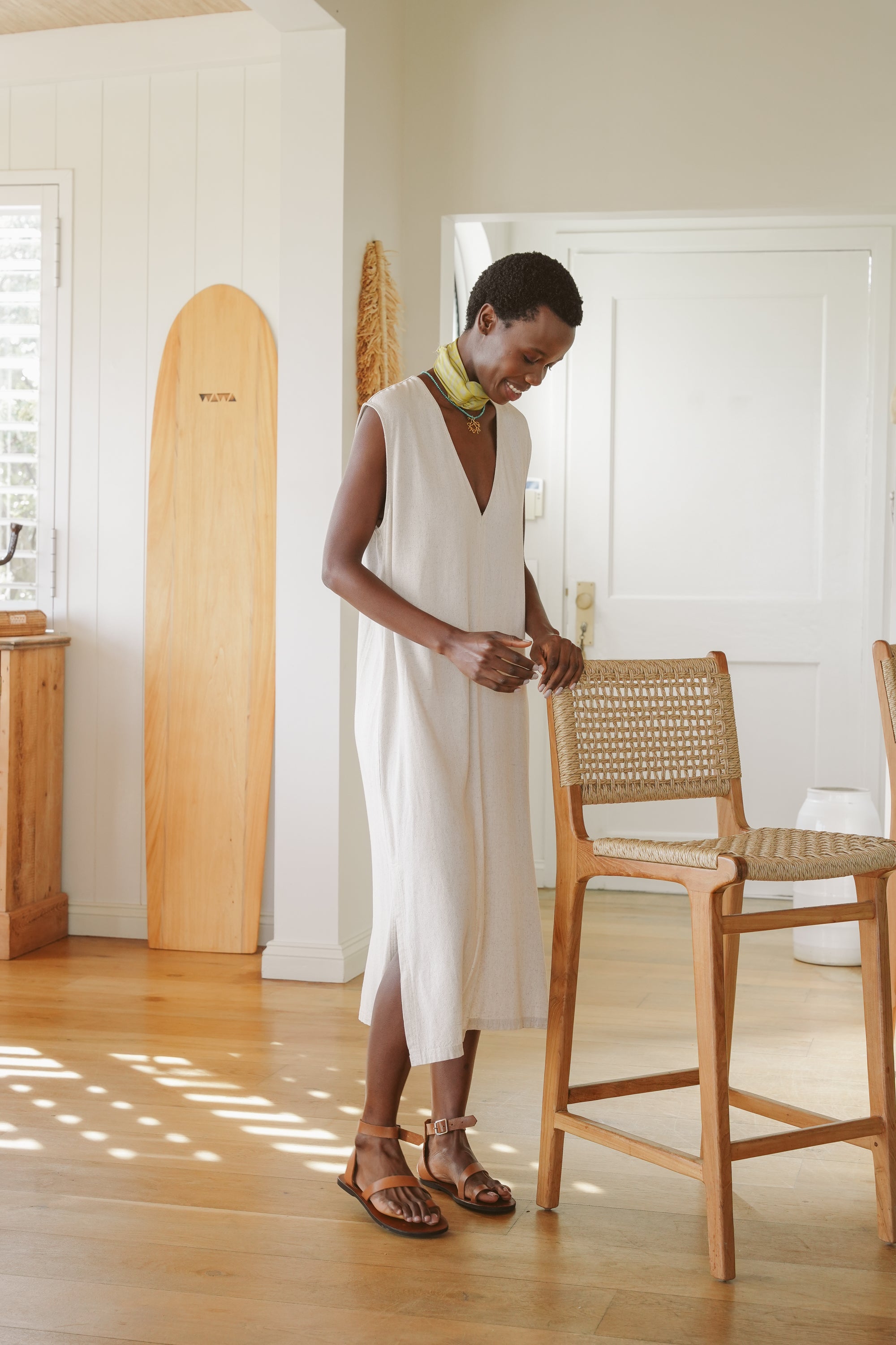 Edie Linen V-Neck Shift Dress