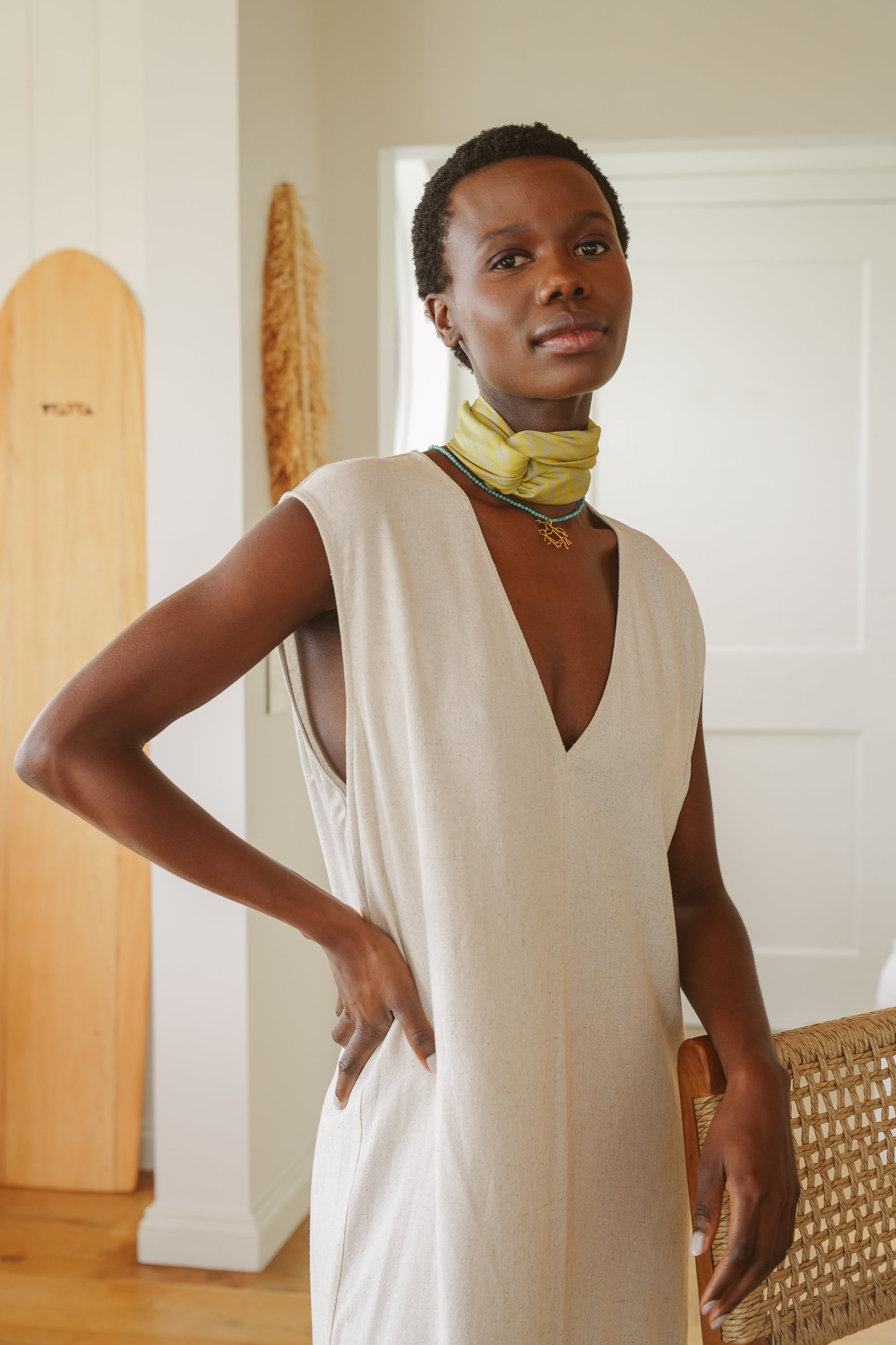 Edie Linen V-Neck Shift Dress