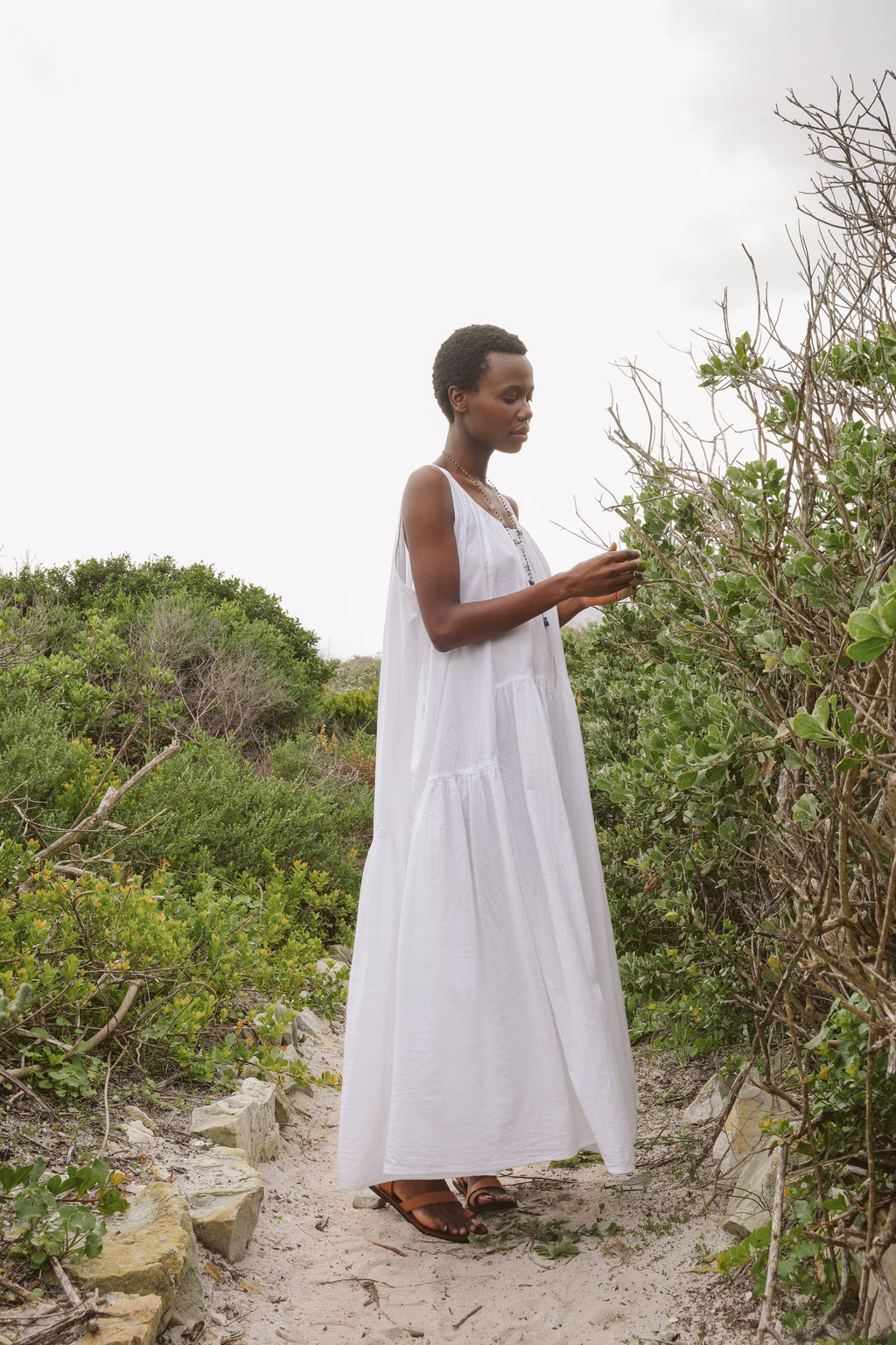 Rowan Cotton Gathered Halterneck Dress