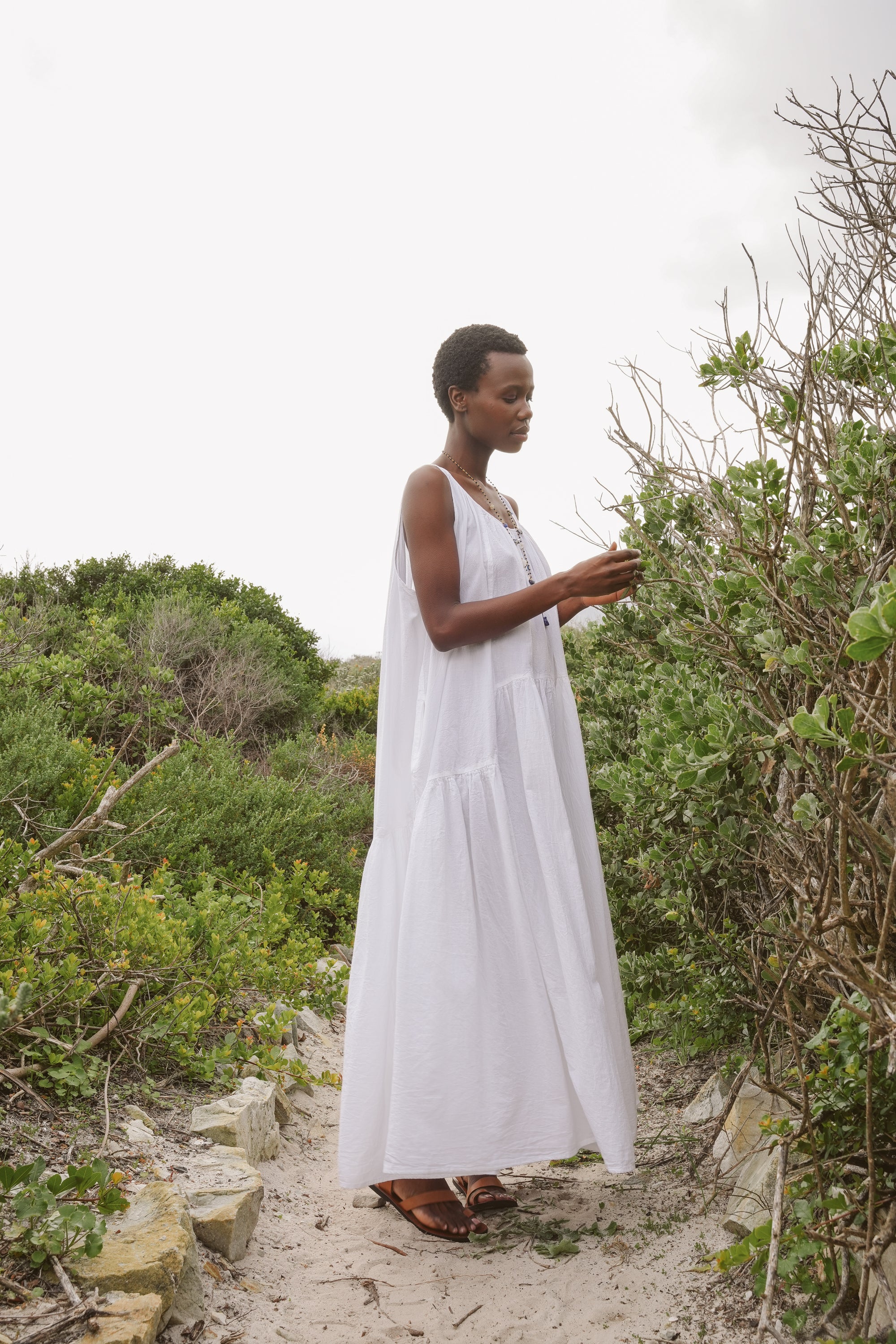 Rowan Cotton Gathered Halterneck Dress