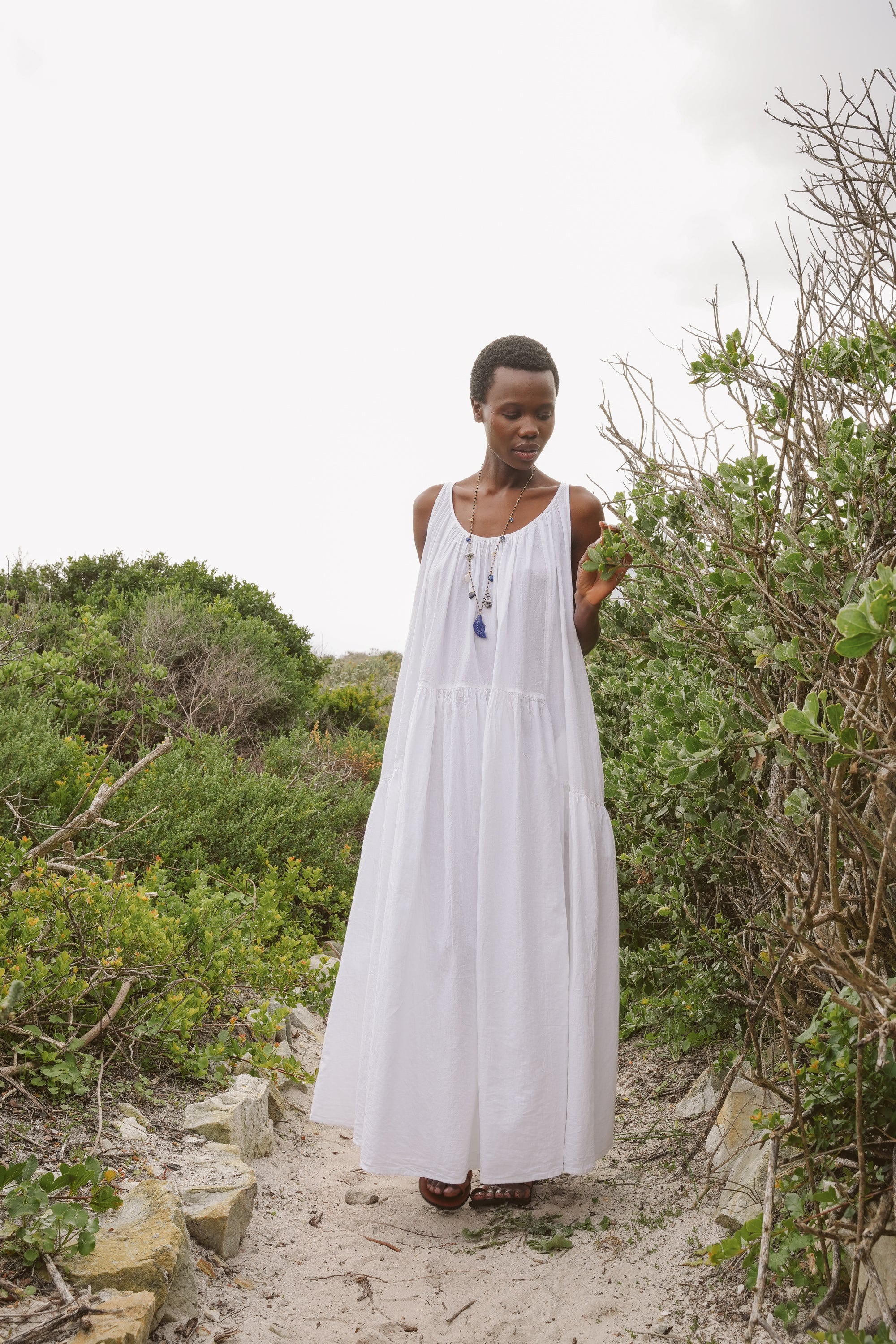 Rowan Cotton Gathered Halterneck Dress