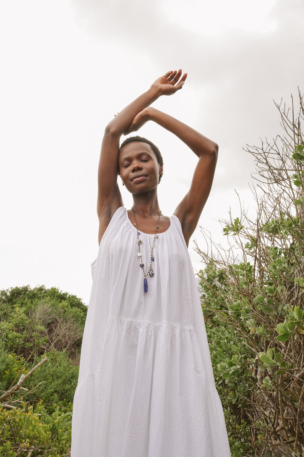 Rowan Cotton Gathered Halterneck Dress