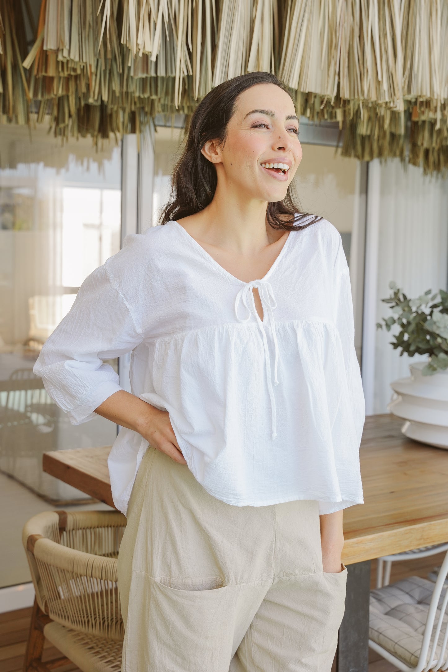 Daisy Cotton Puff Sleeve Top