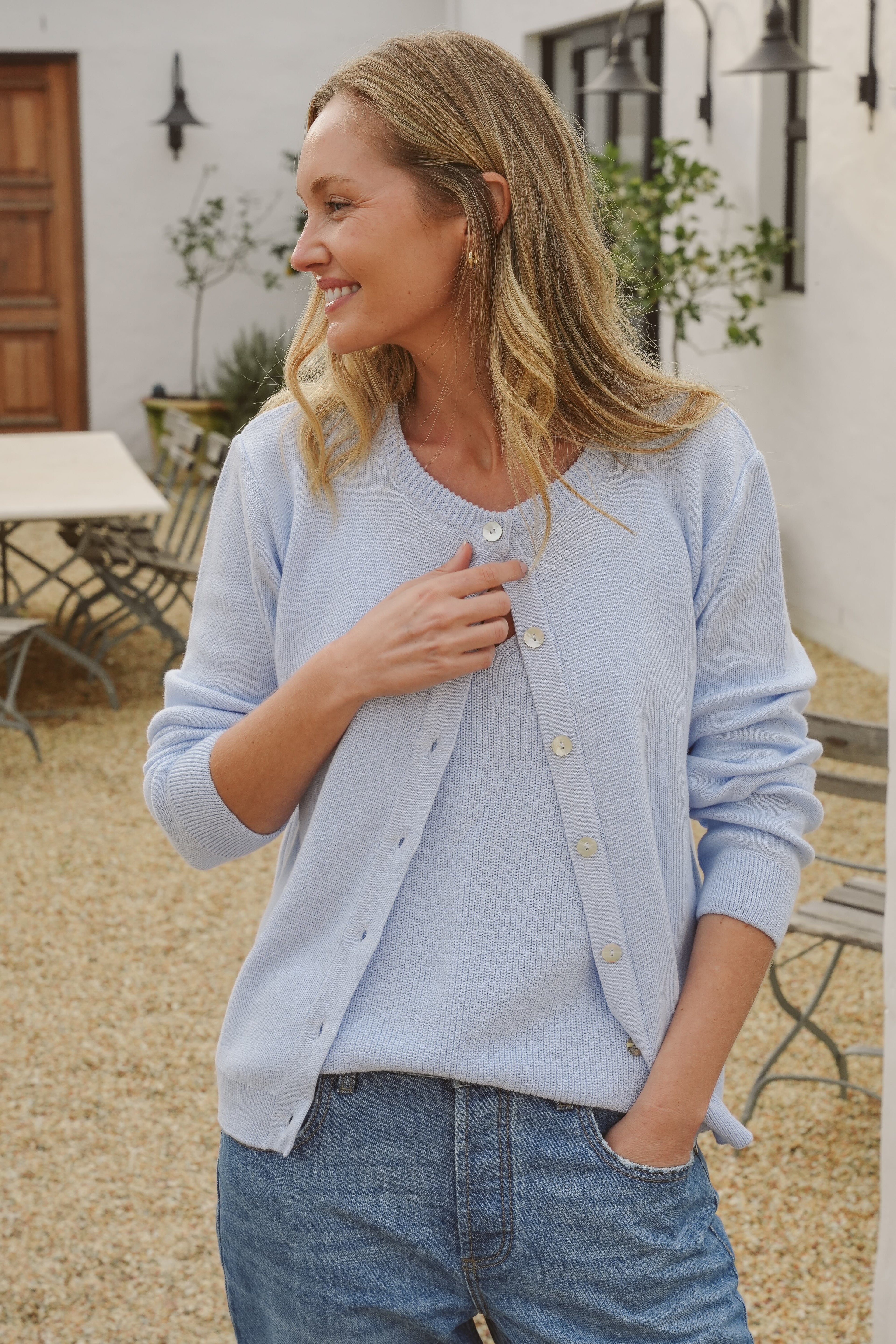 Gianna Cotton Cloud-Stitch Cardigan