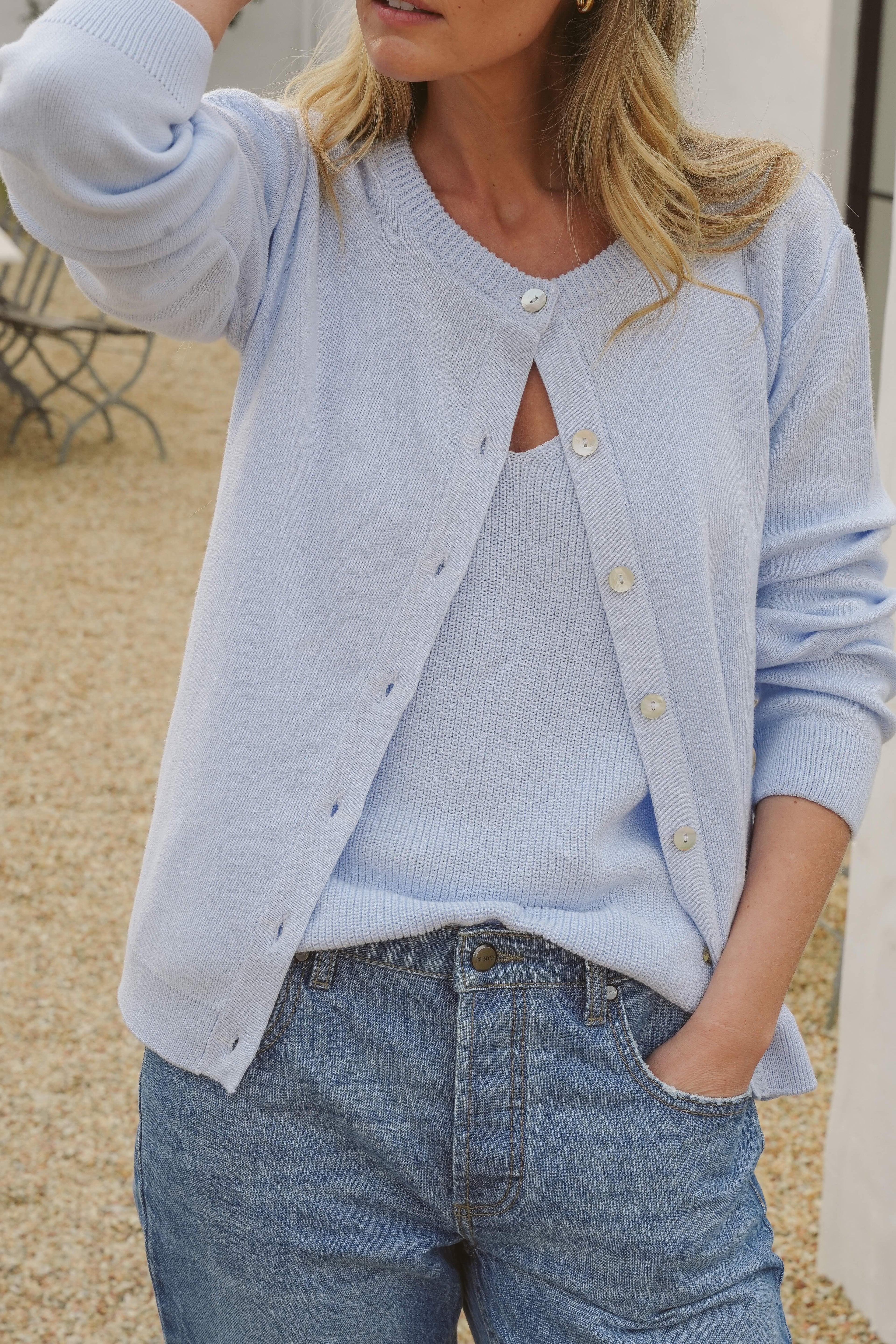 Gianna Cotton Cloud-Stitch Cardigan