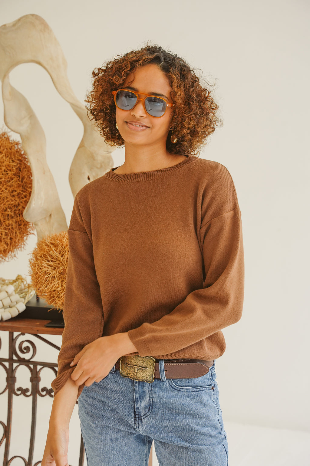 Sasha Cotton Round-Neck Knit