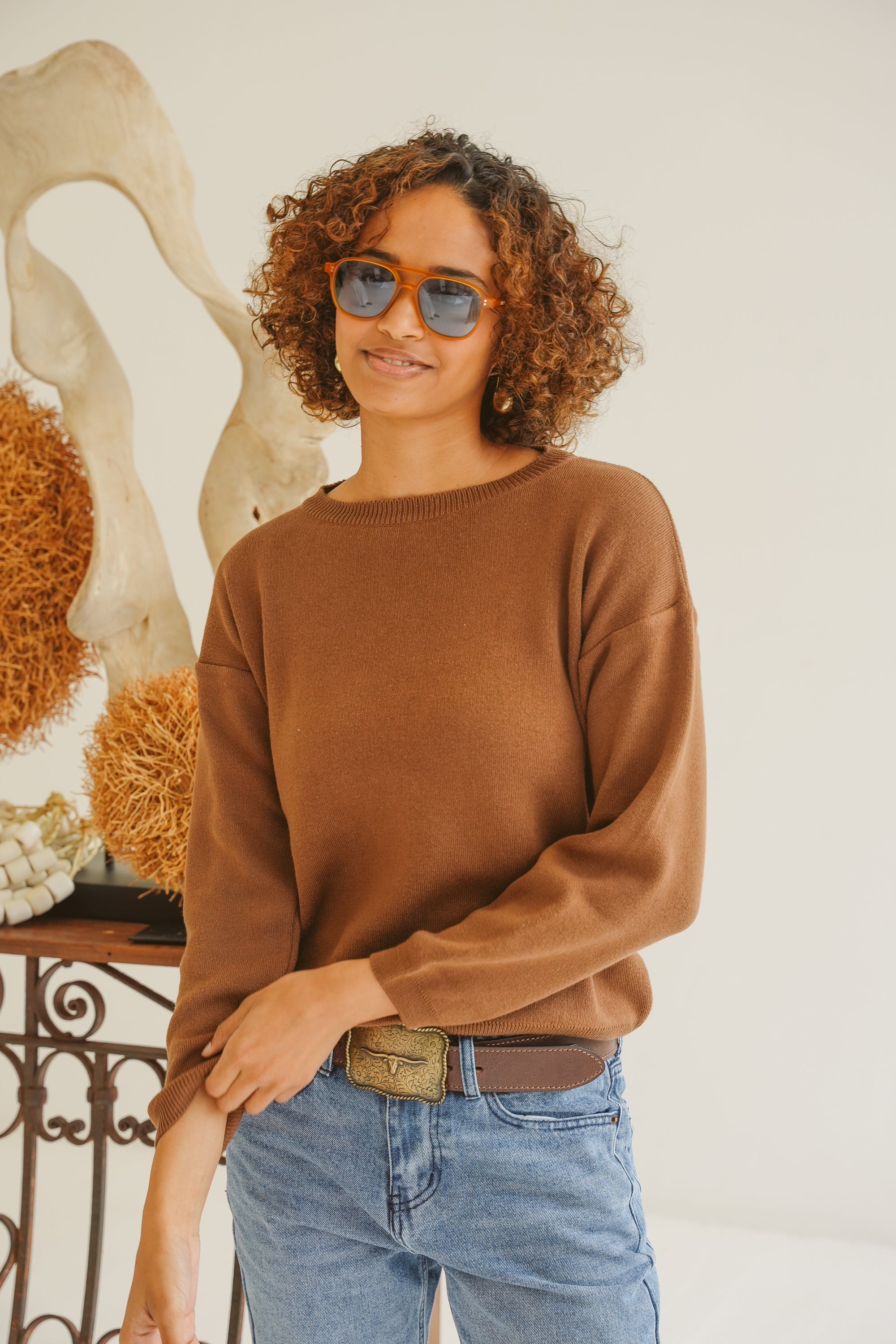 Sasha Cotton Round-Neck Knit