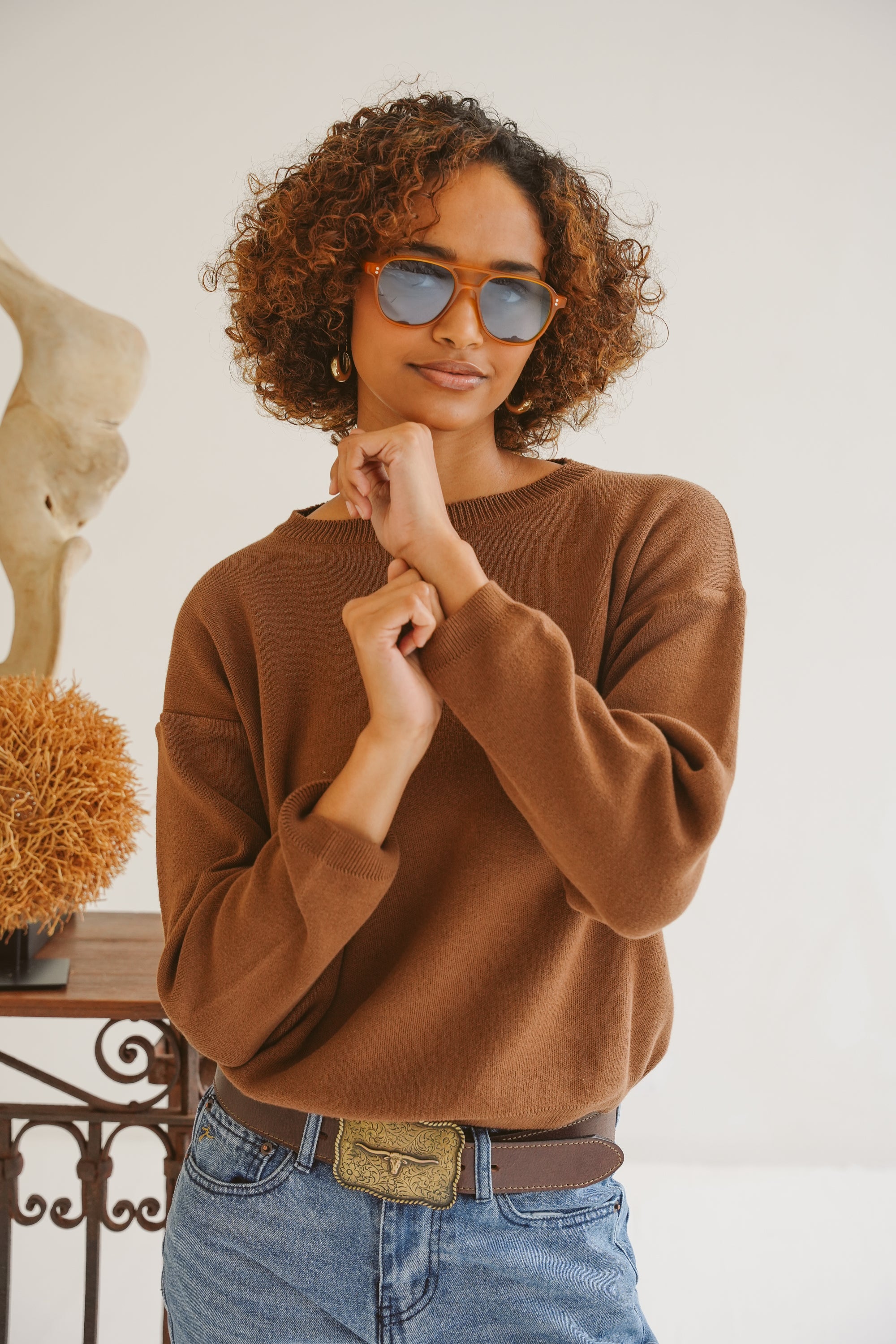 Sasha Cotton Round-Neck Knit