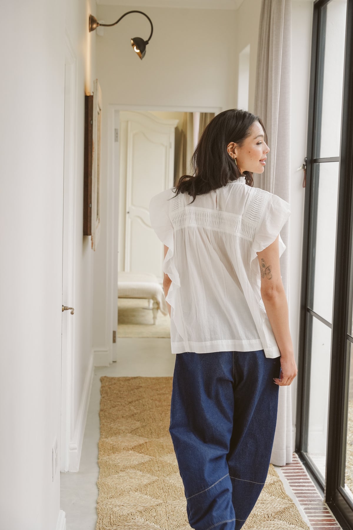 Ripple Cotton Pin-Tuck Blouse