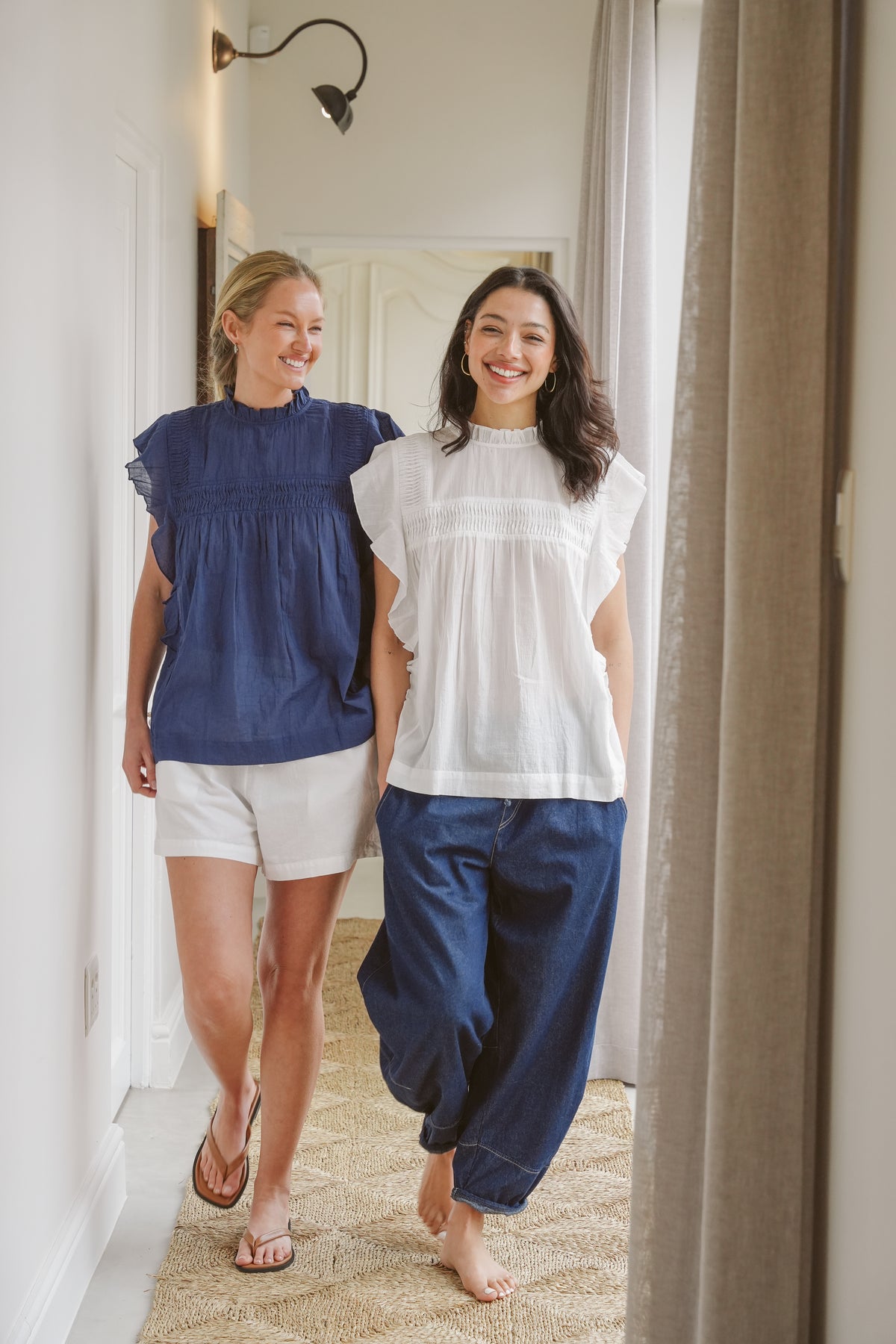 Ripple Cotton Pin-Tuck Blouse
