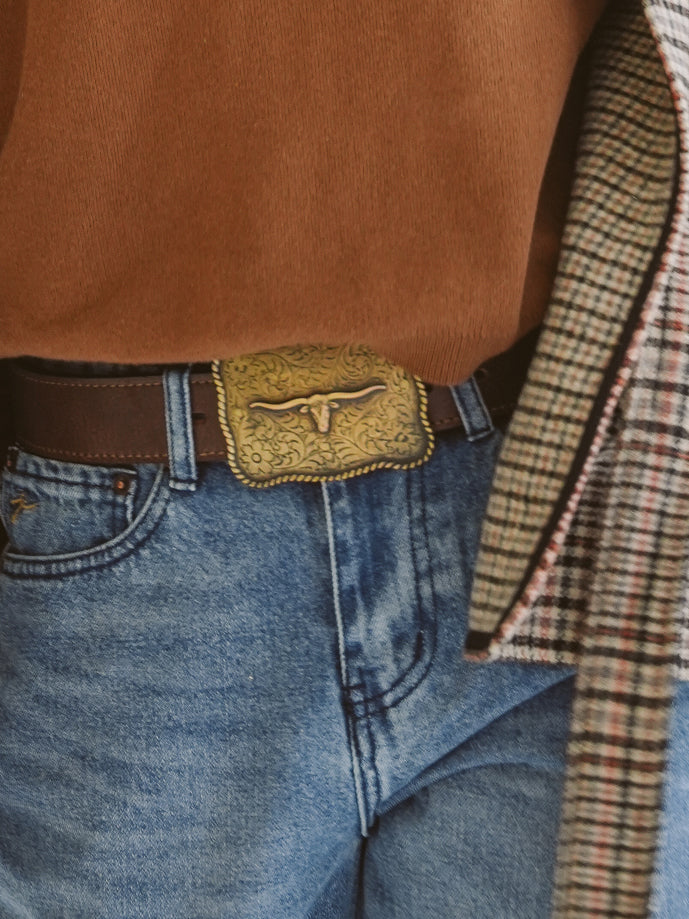 Belle Leather Belt with Buckle