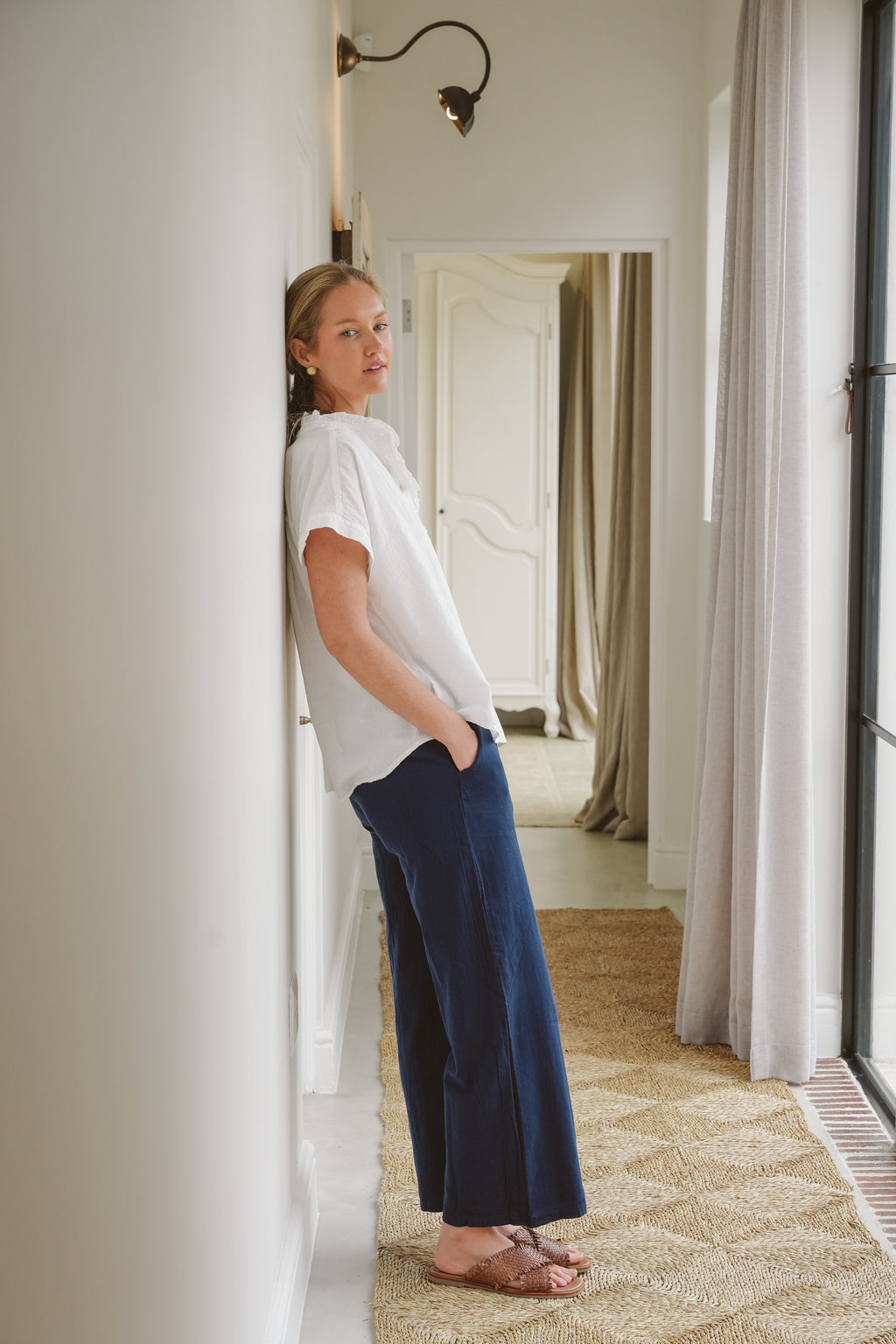 Kalani Cotton Straight-Leg Pants