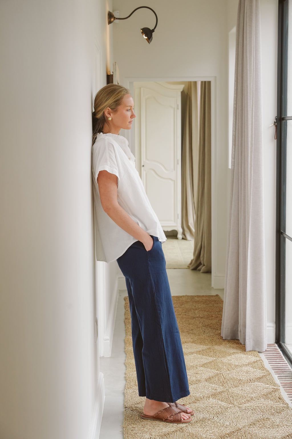 Kalani Cotton Straight-Leg Pants