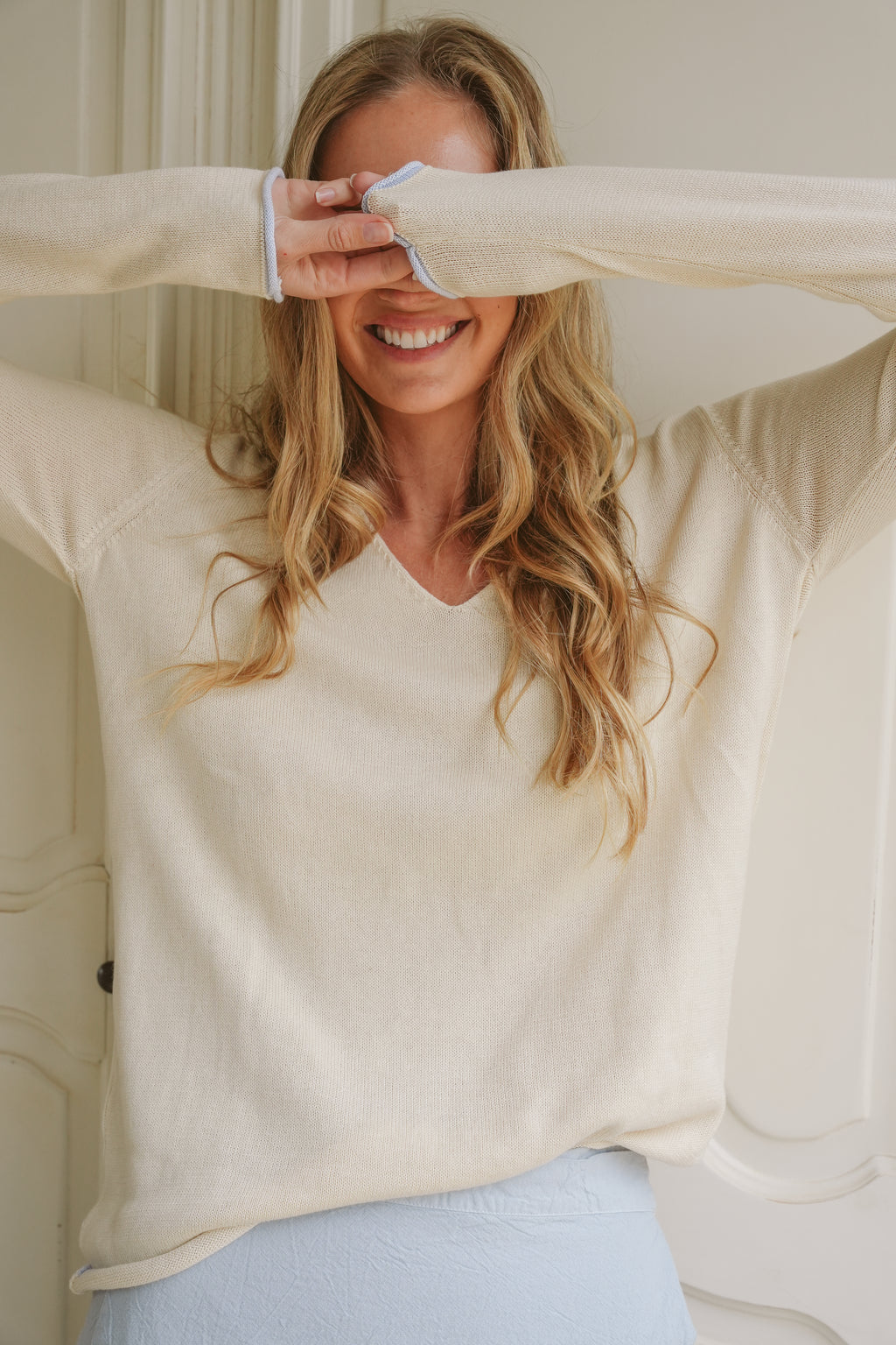 Justine Cotton V-Neck Knit