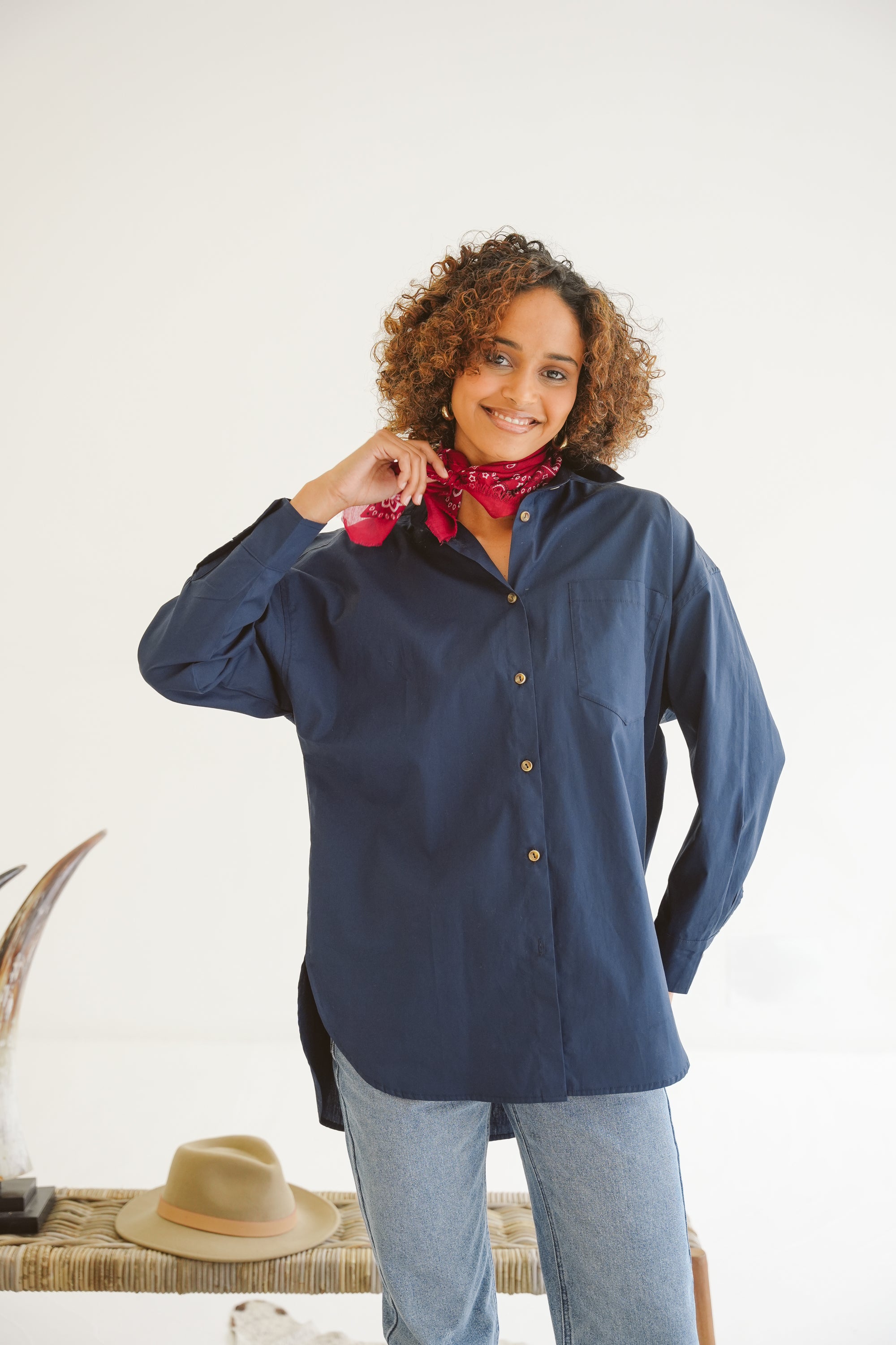 Sadie Cotton Poplin Boyfriend Shirt