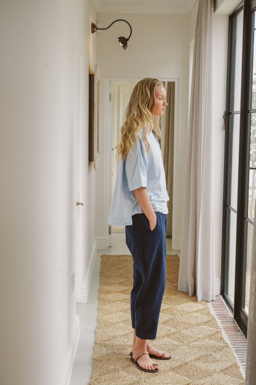 Kalani Cotton Straight-Leg Pants