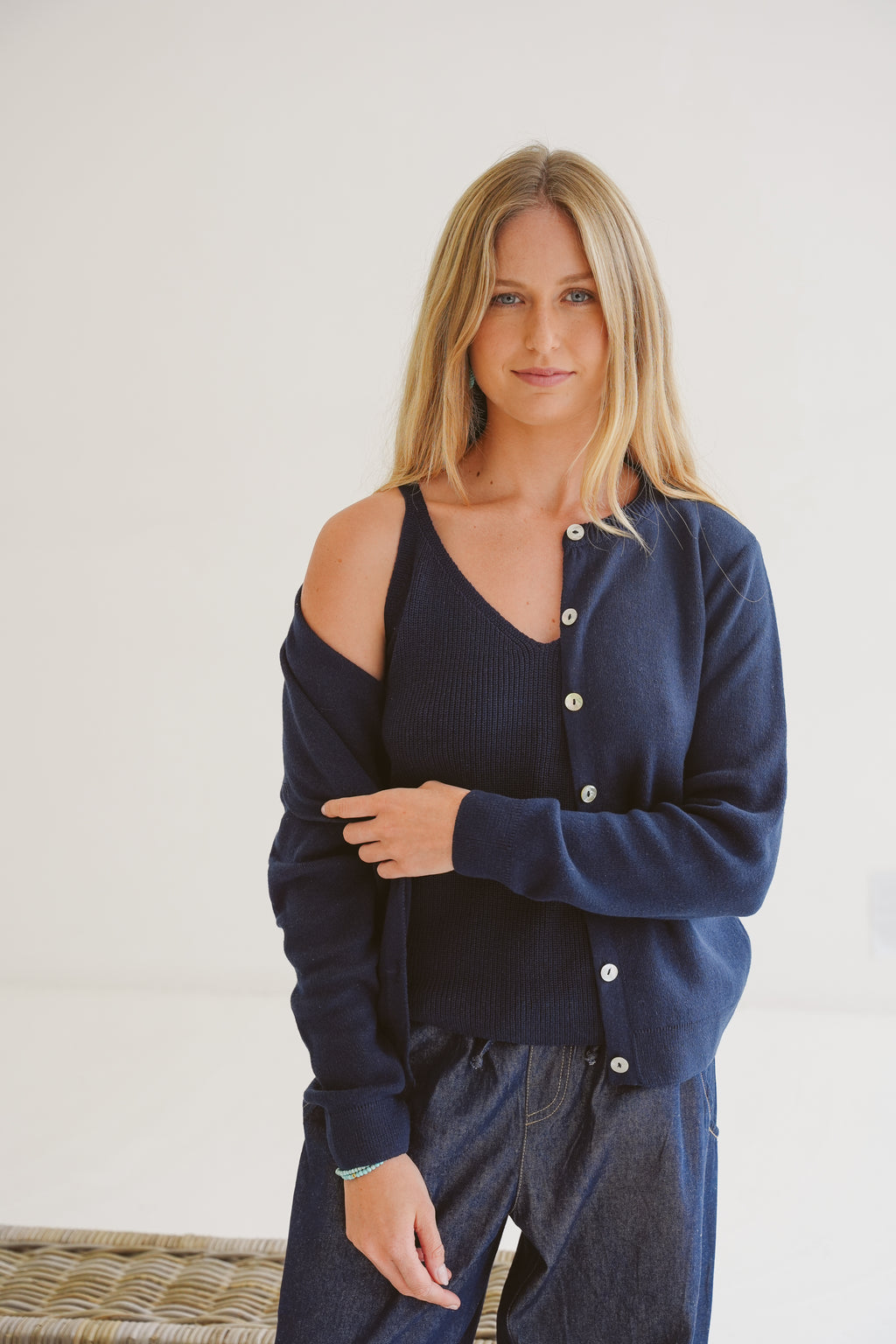 Gianna Cotton Cloud-Stitch Cardigan