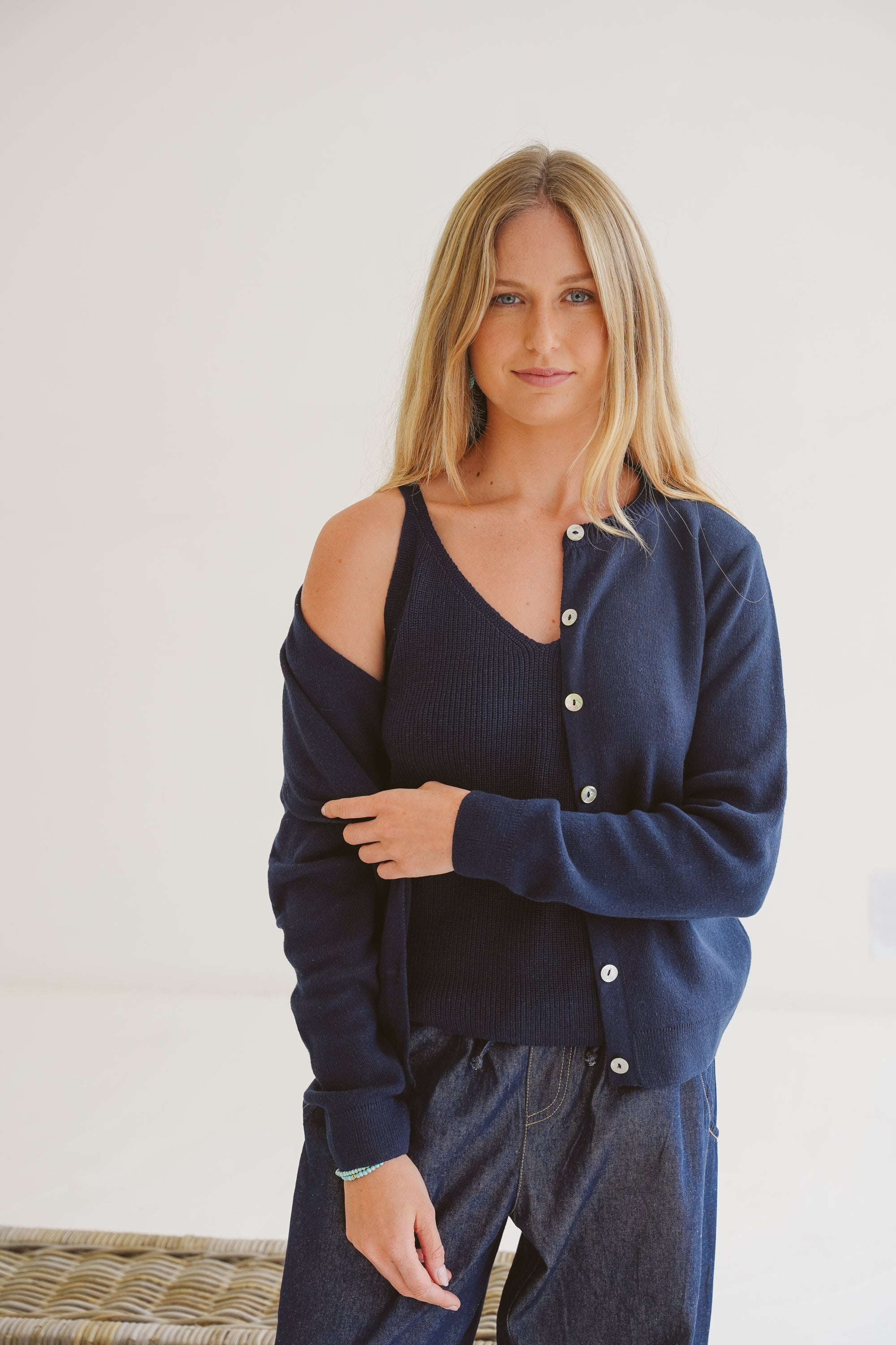 Gianna Cotton Cloud-Stitch Cardigan