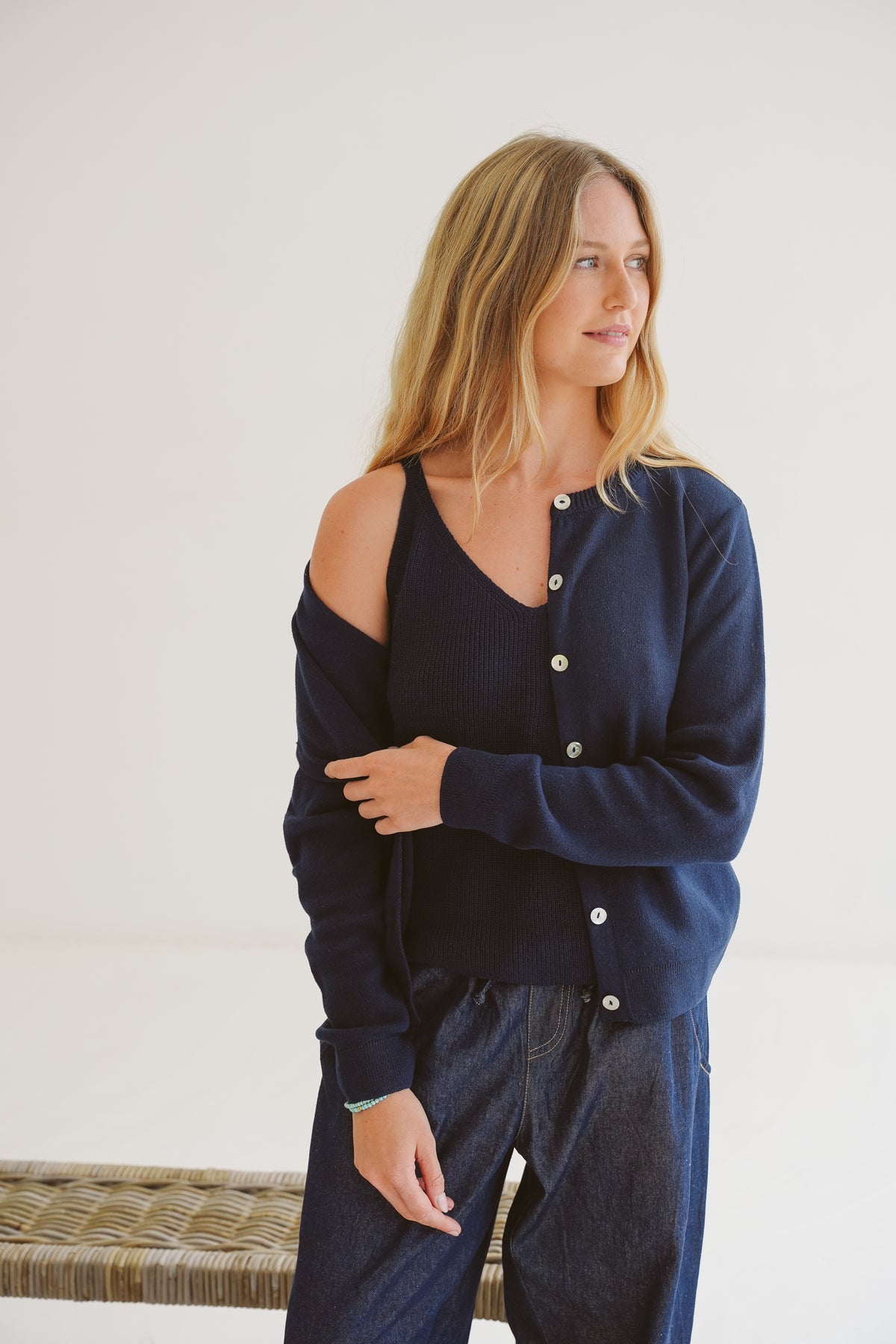 Gianna Cotton Cloud-Stitch Cardigan