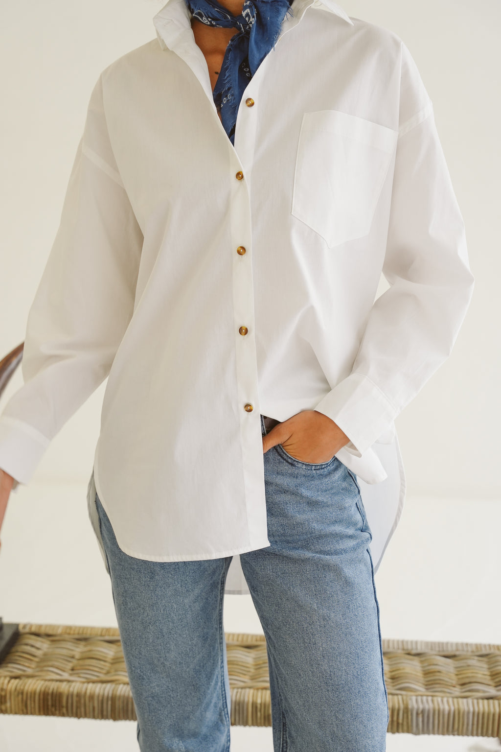 Sadie Cotton Poplin Boyfriend Shirt