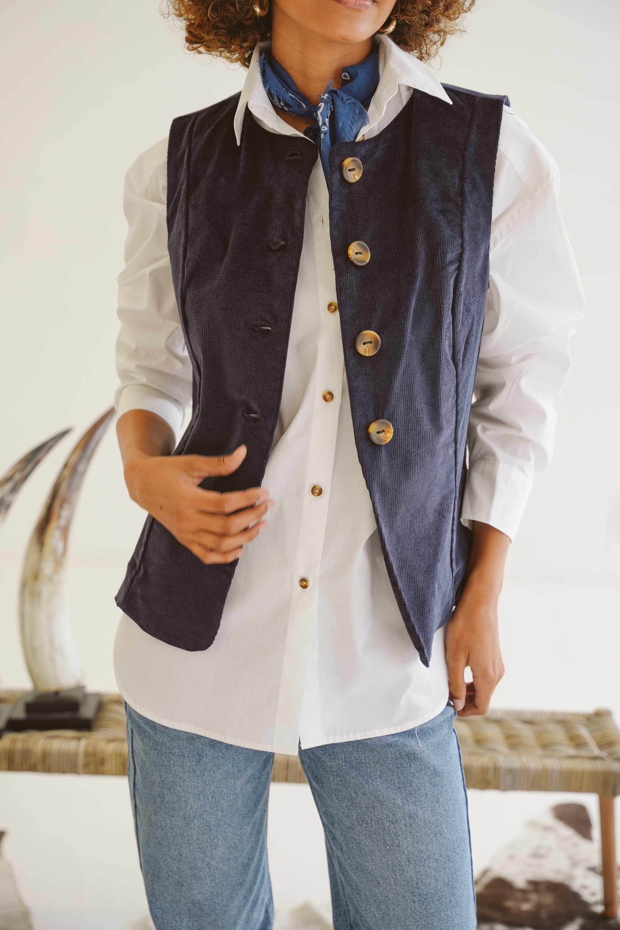 Sammi Cotton Corduroy Fitted Waistcoat