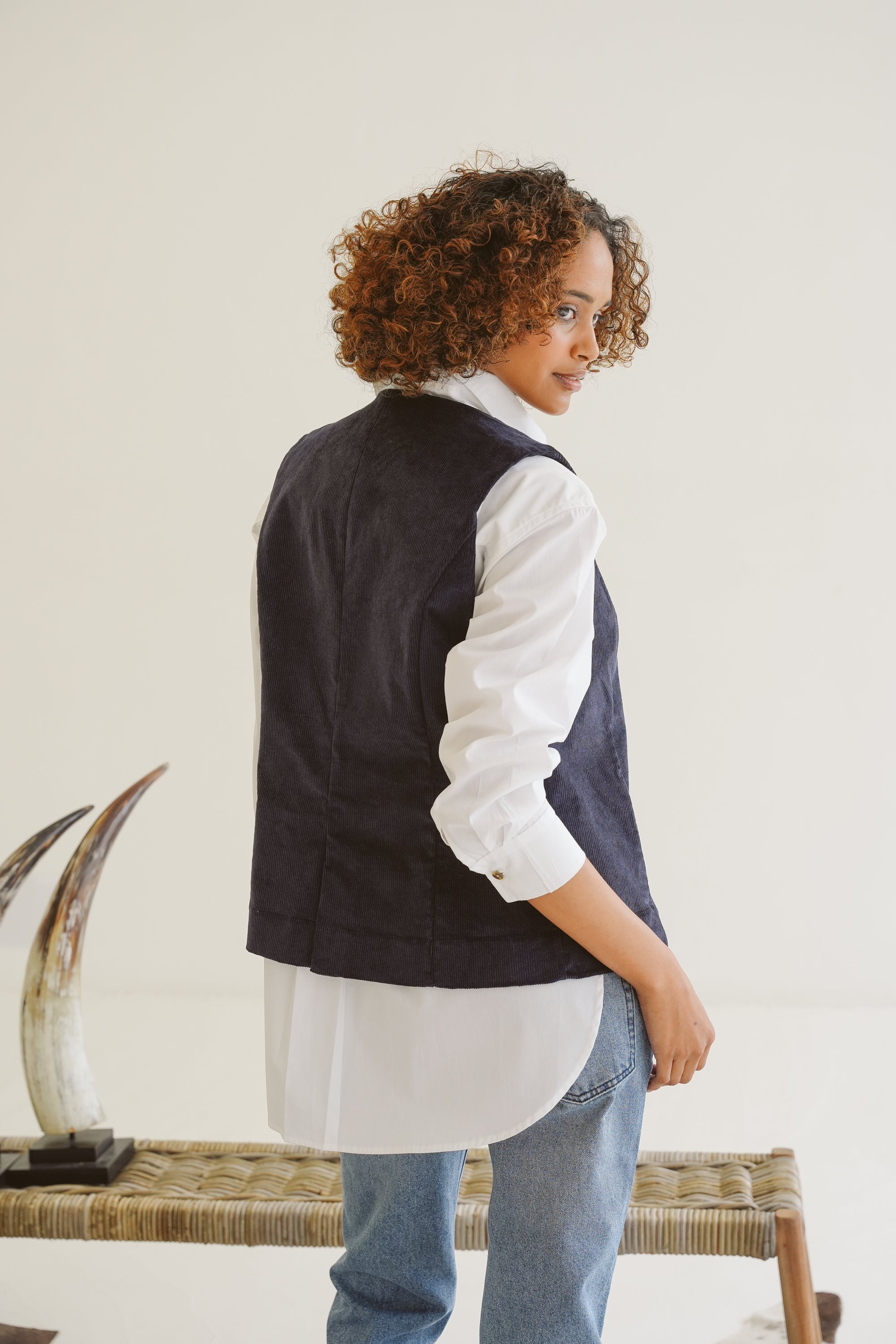 Sammi Cotton Corduroy Fitted Waistcoat