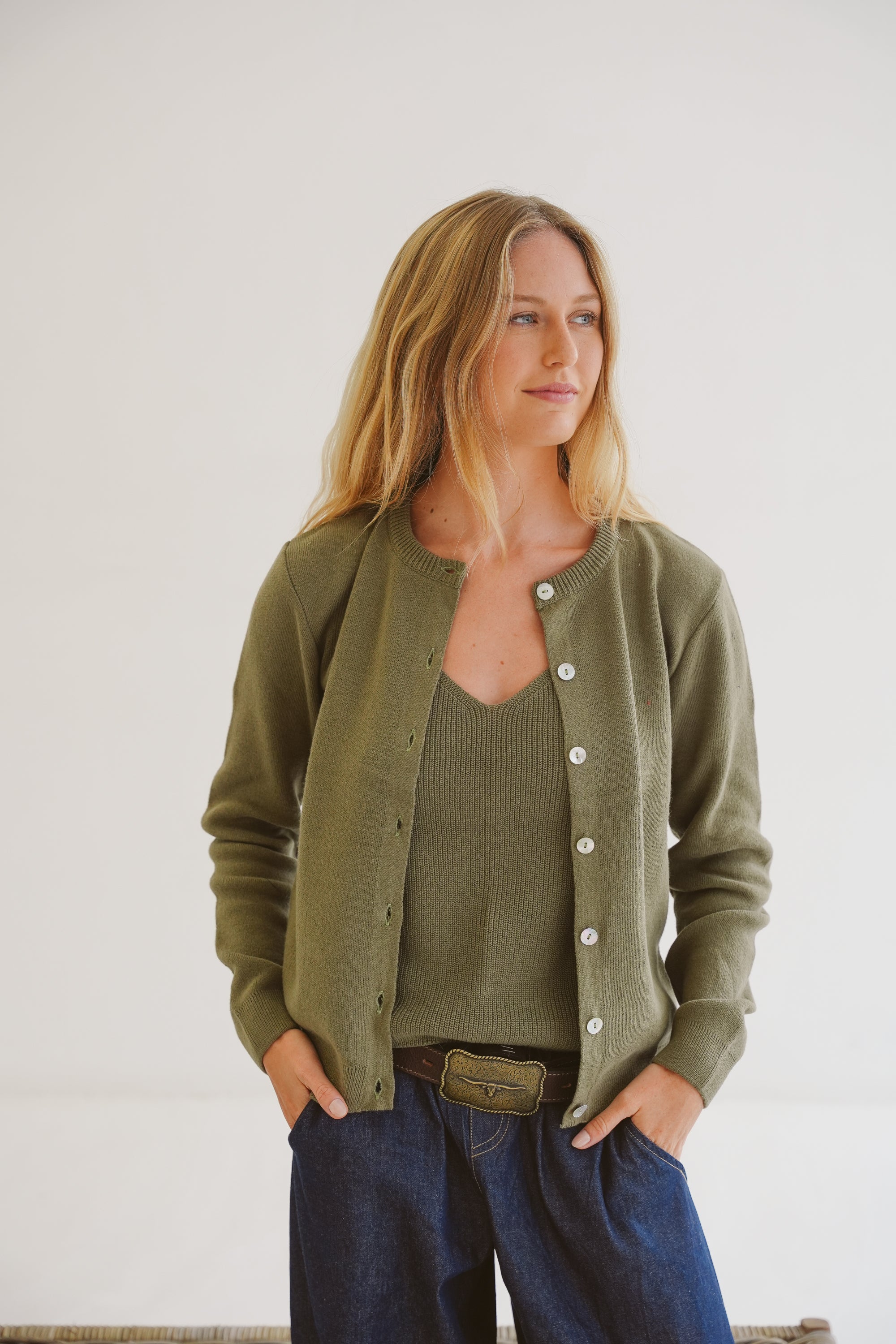 Gianna Cotton Cloud-Stitch Cardigan