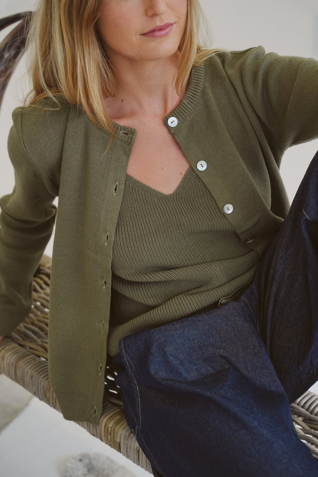 Gianna Cotton Cloud-Stitch Cardigan
