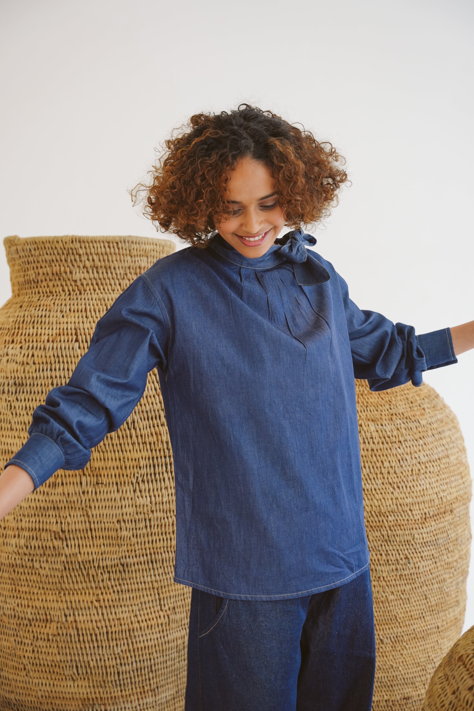 Kitty Denim Billowy Blouse