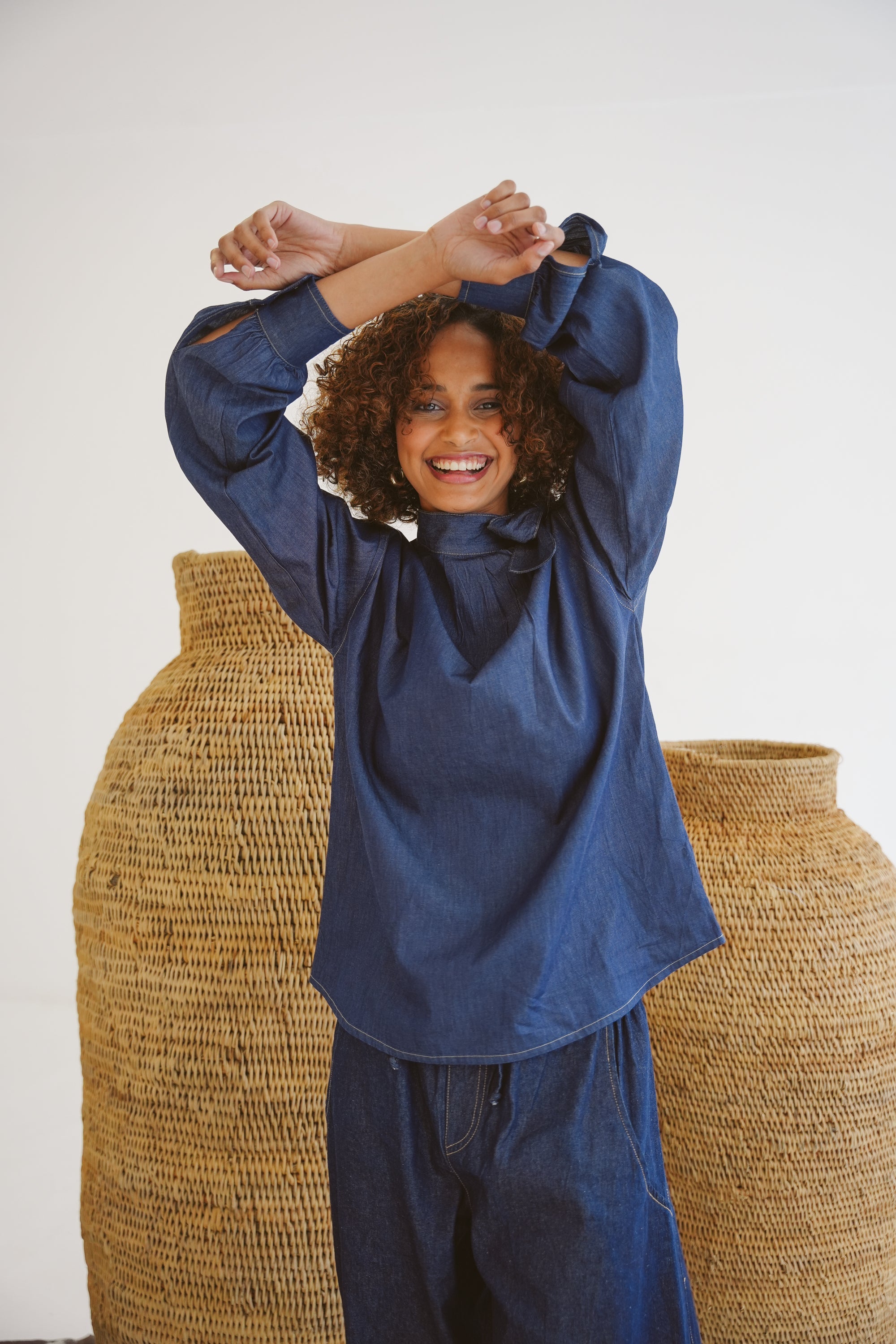 Kitty Denim Billowy Blouse