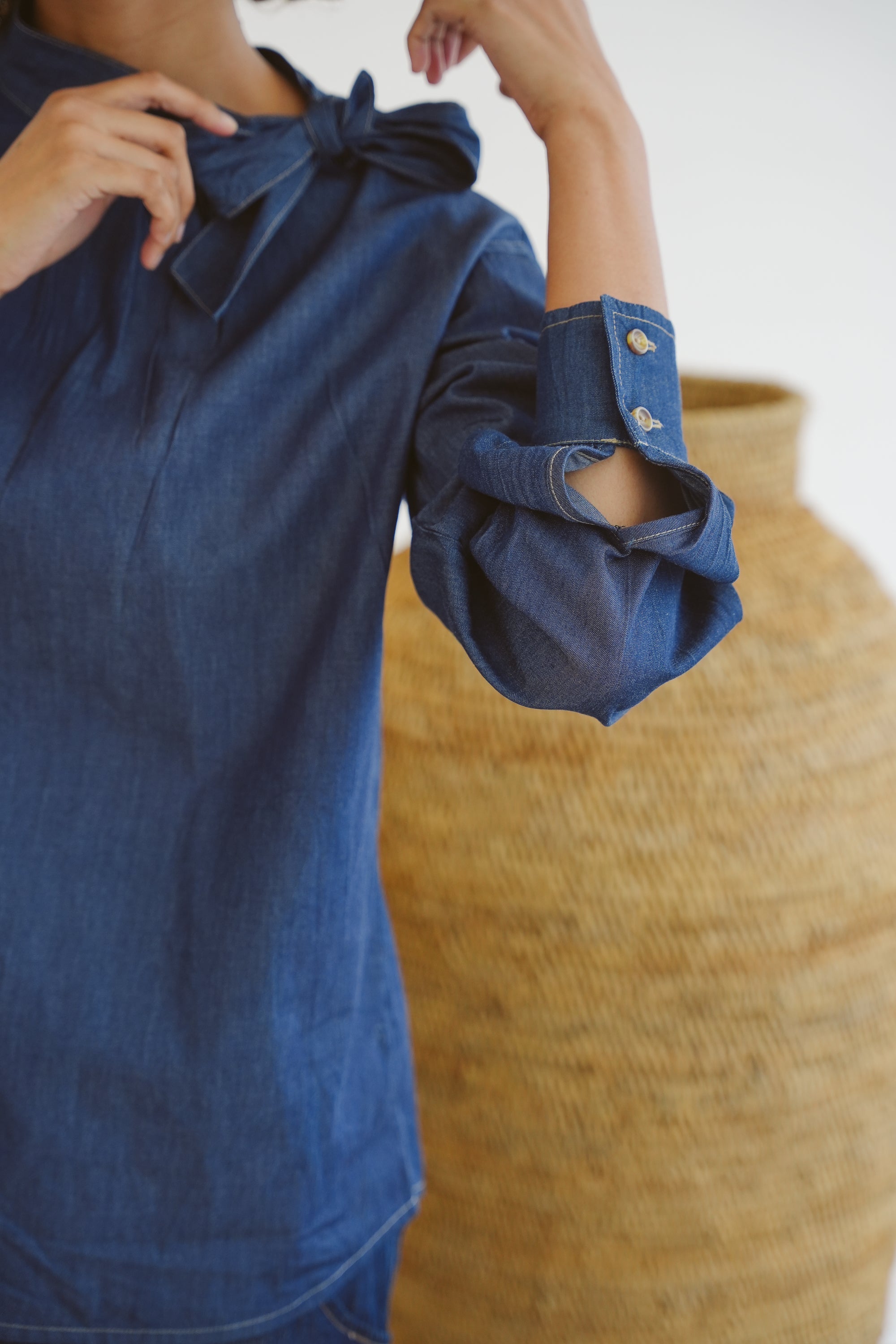 Kitty Denim Billowy Blouse