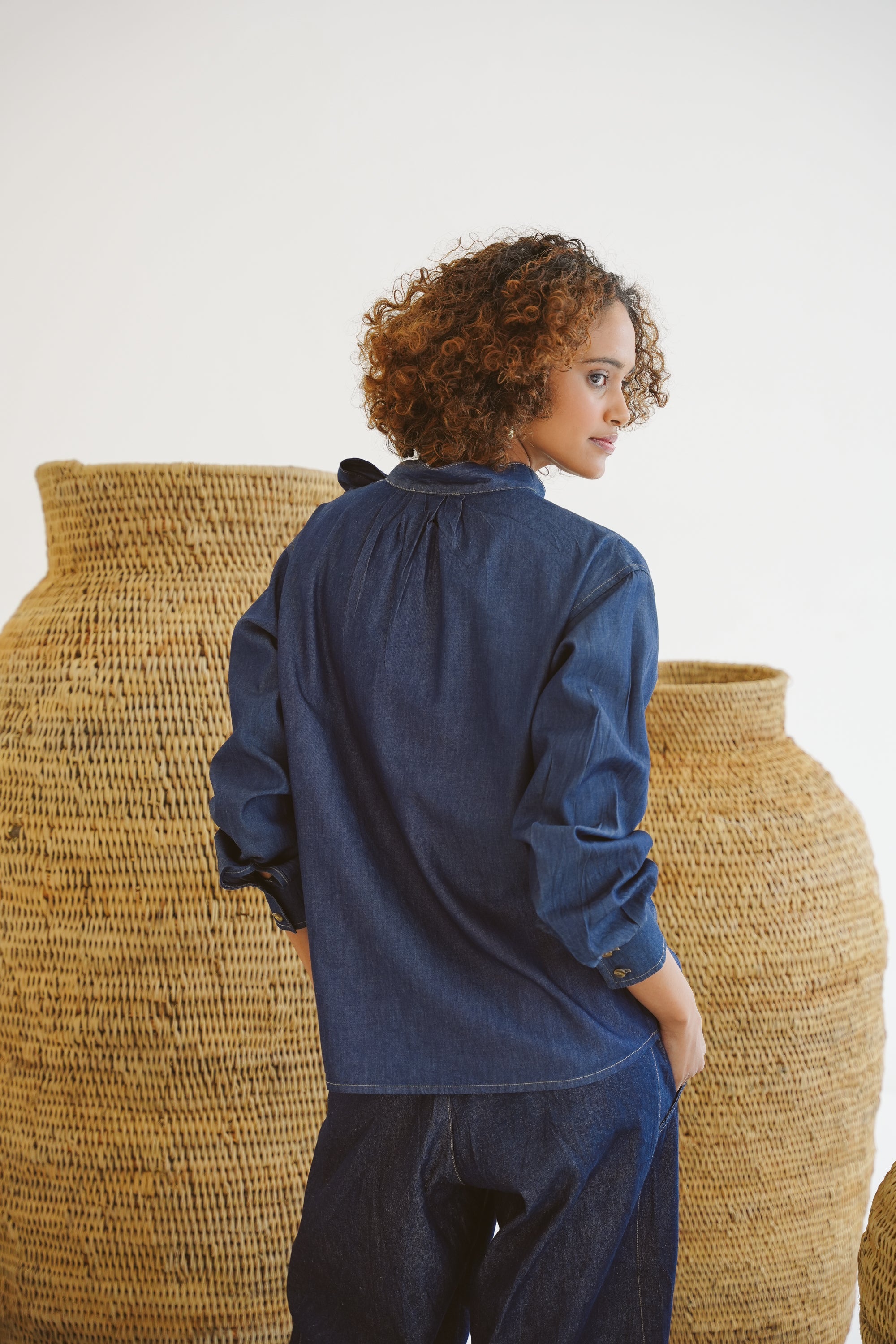 Kitty Denim Billowy Blouse