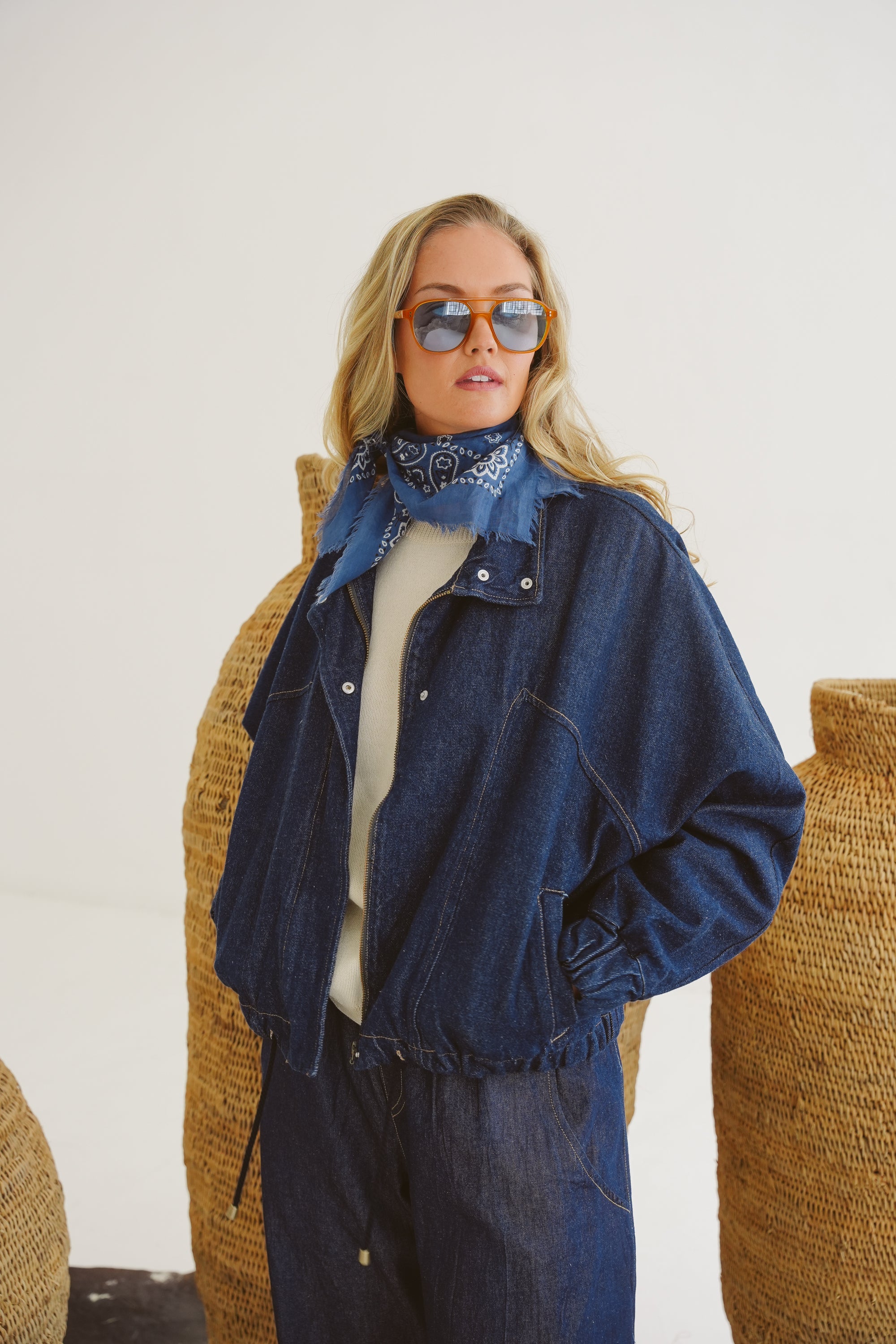 Jackie Denim Bomber Jacket