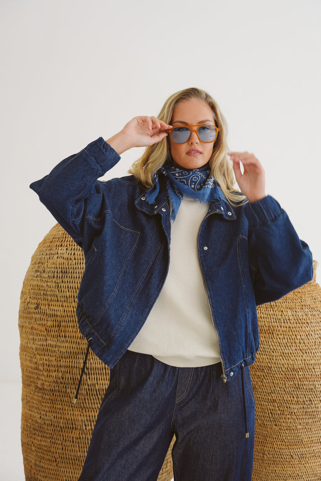 Jackie Denim Bomber Jacket