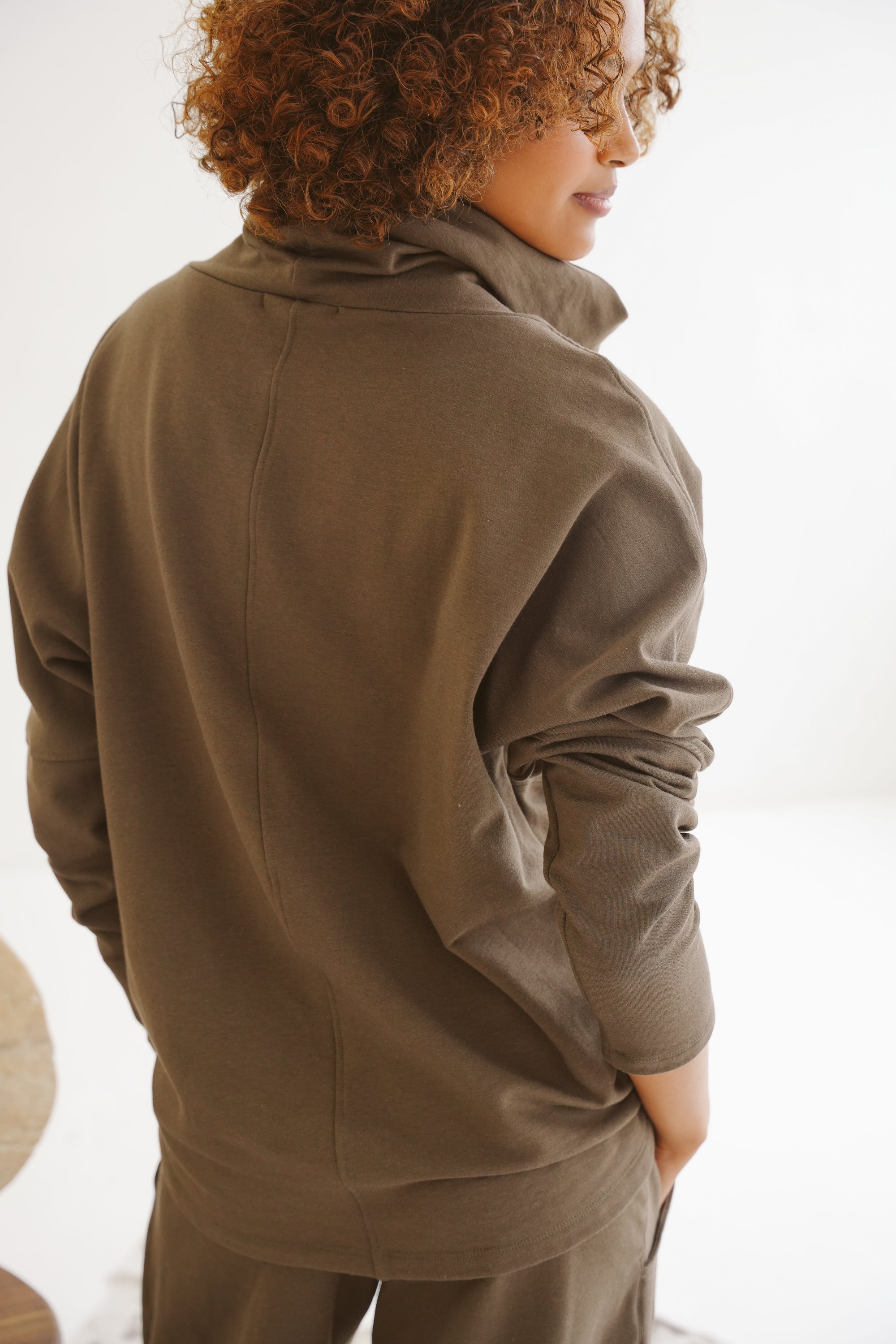 Billie Modal Fleece Rolled-Neck Top