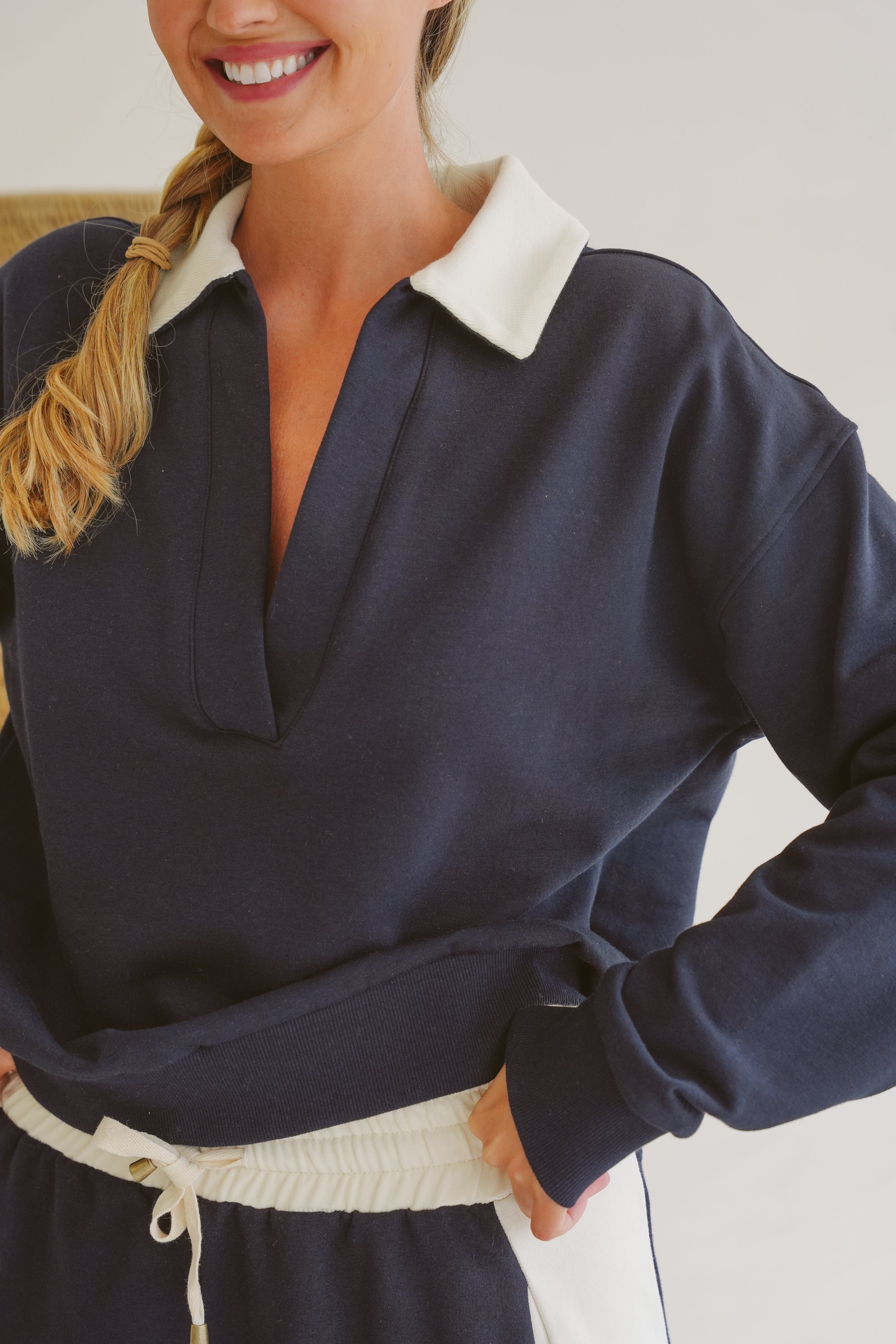 Blake Modal Fleece V-Neck Top