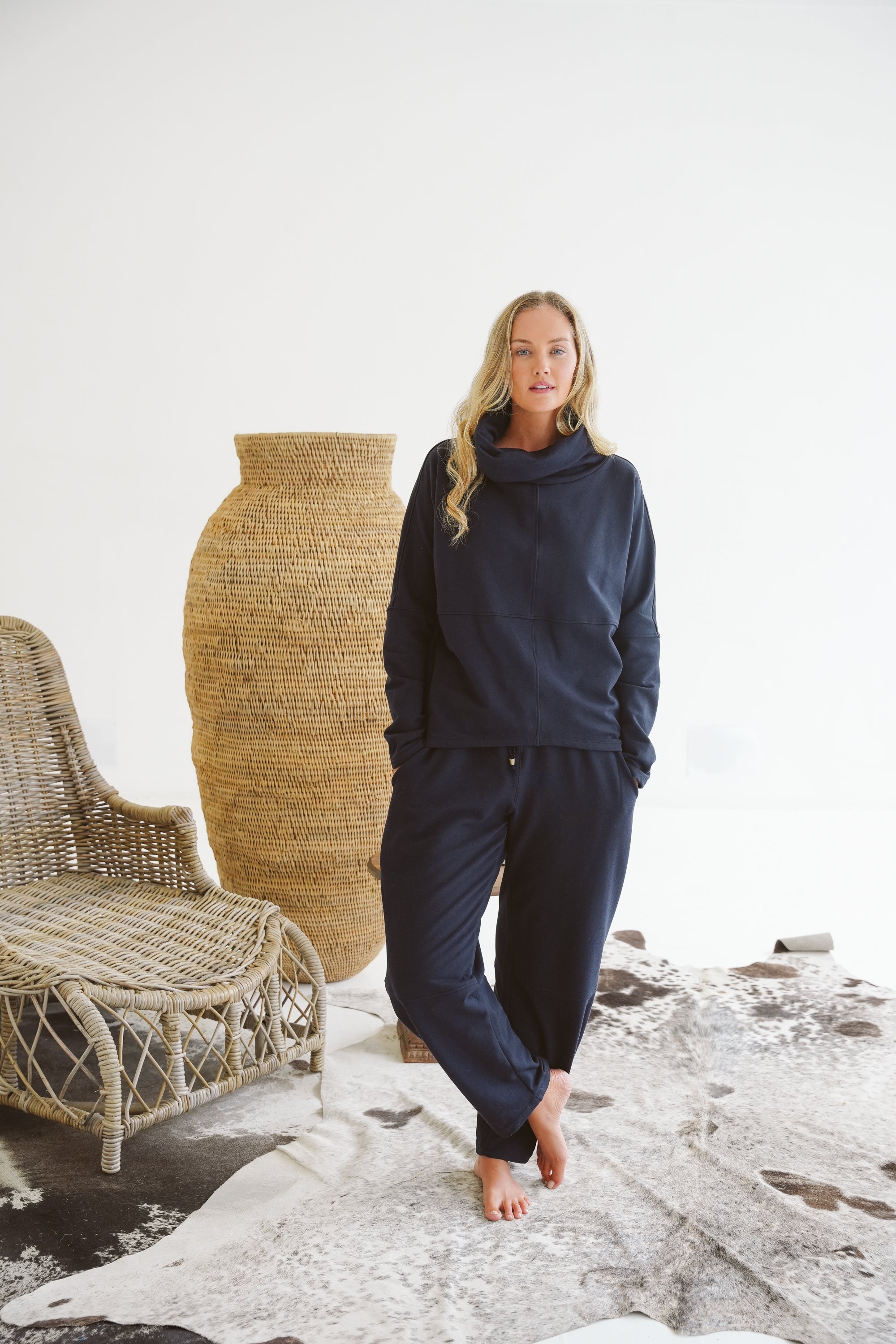 Billie Modal Fleece Rolled-Neck Top