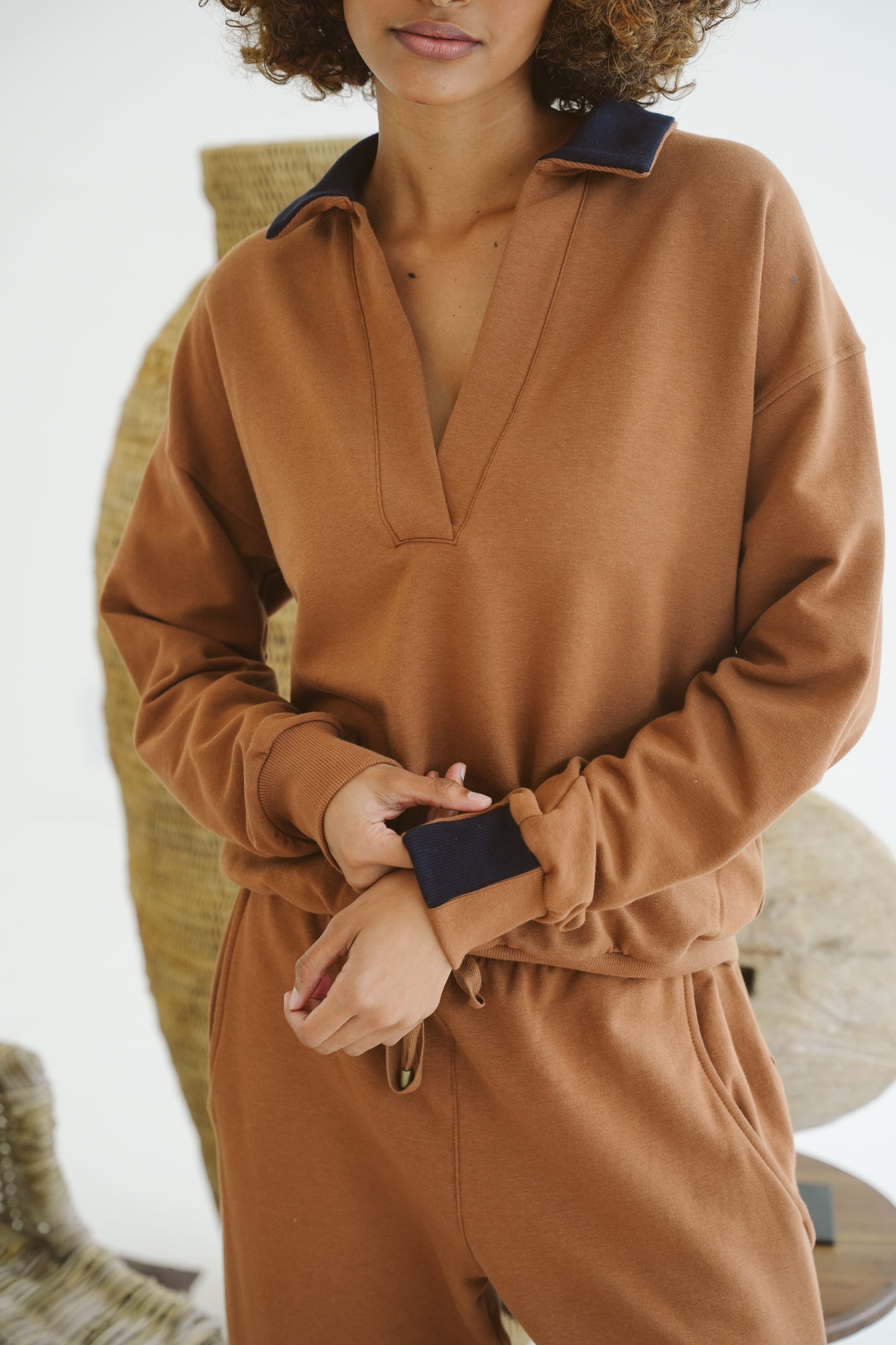 Blake Modal Fleece V-Neck Top