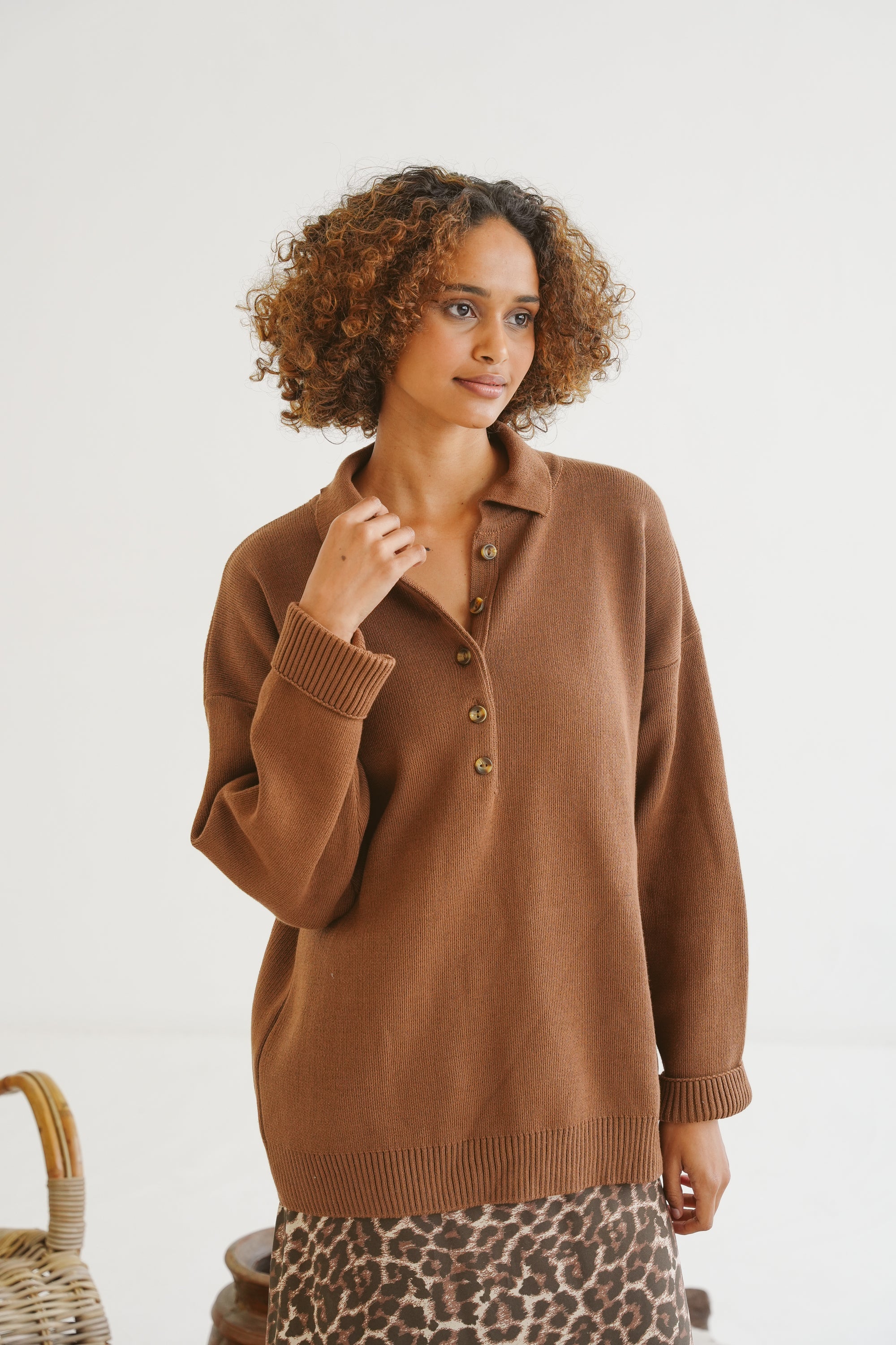 Frankie Cotton Placket Knit