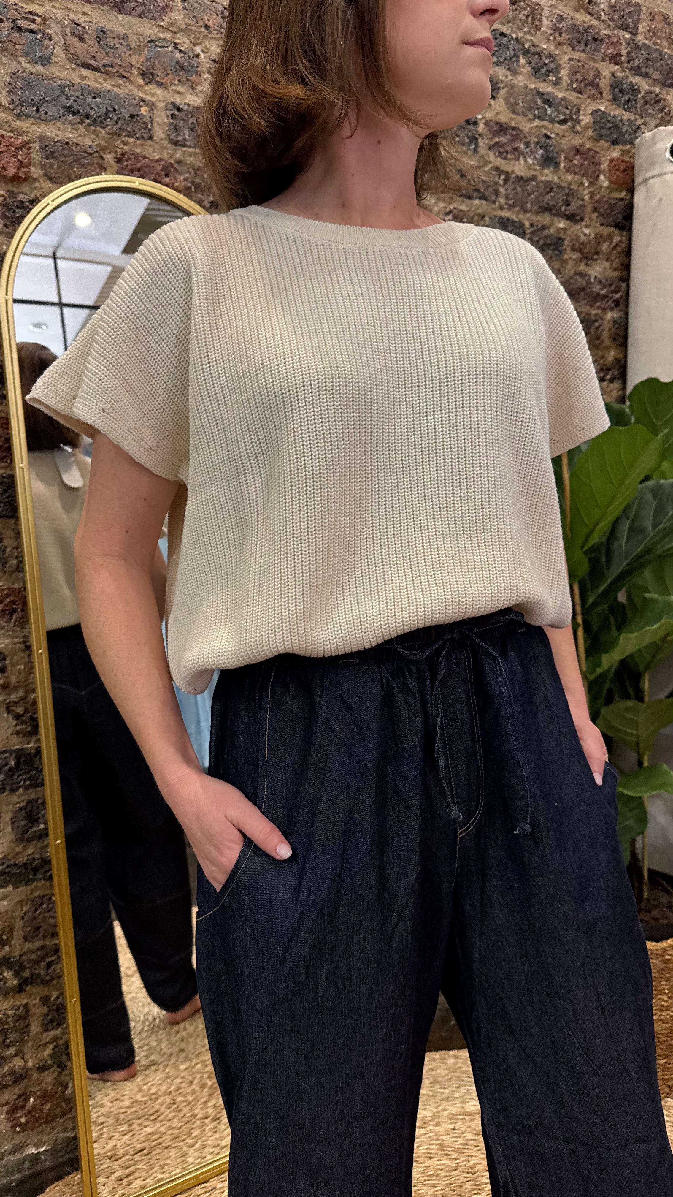 Olivia Cotton Cap-Sleeve Knit