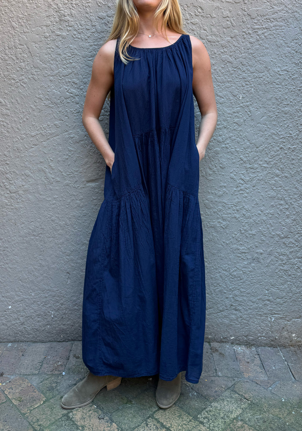 Rowan Cotton Gathered Halterneck Dress