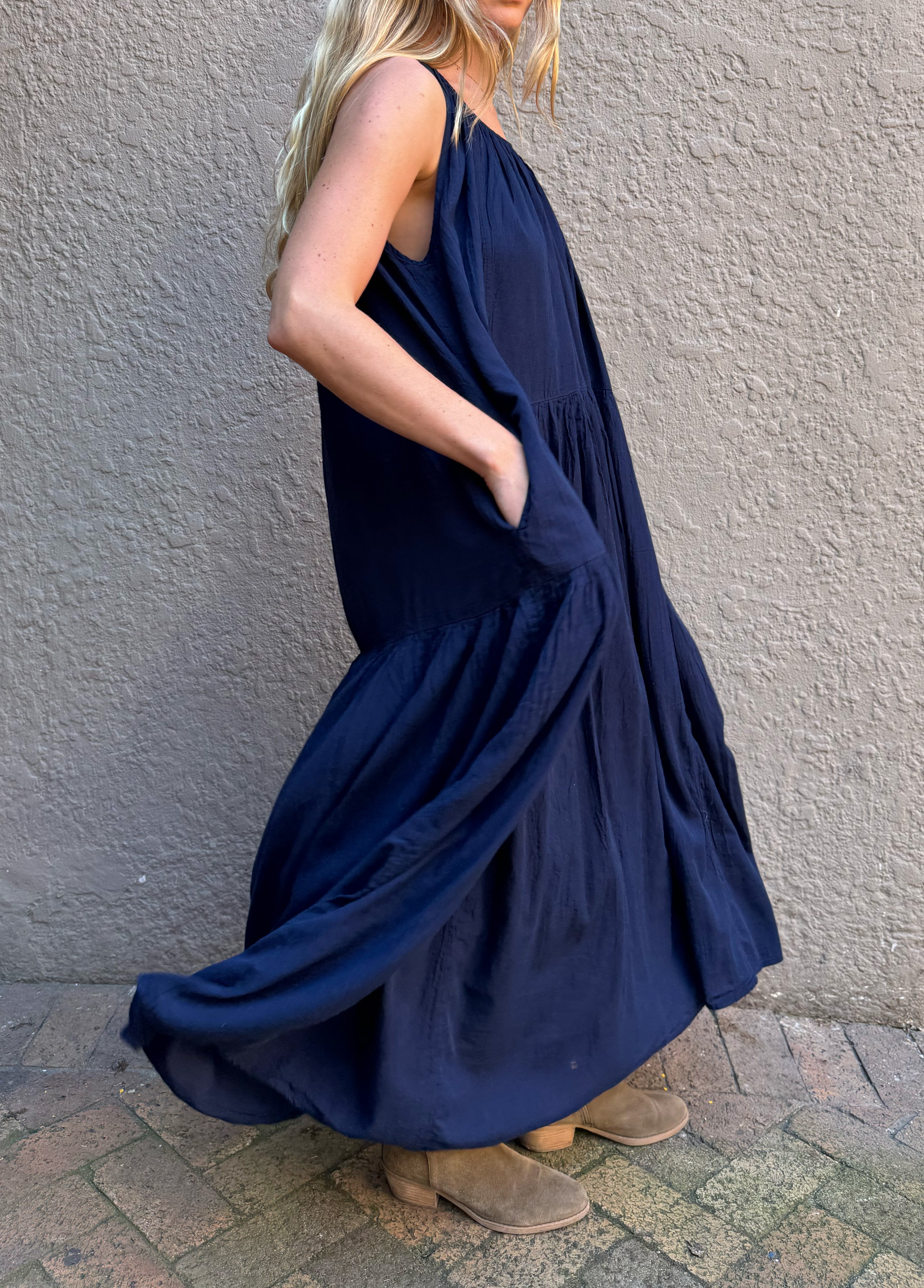 Rowan Cotton Gathered Halterneck Dress