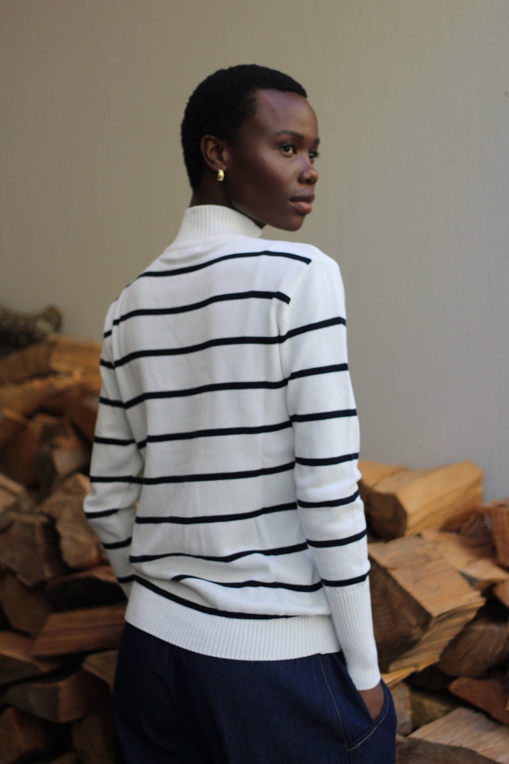 Thyme Cotton Mock-Neck Knit