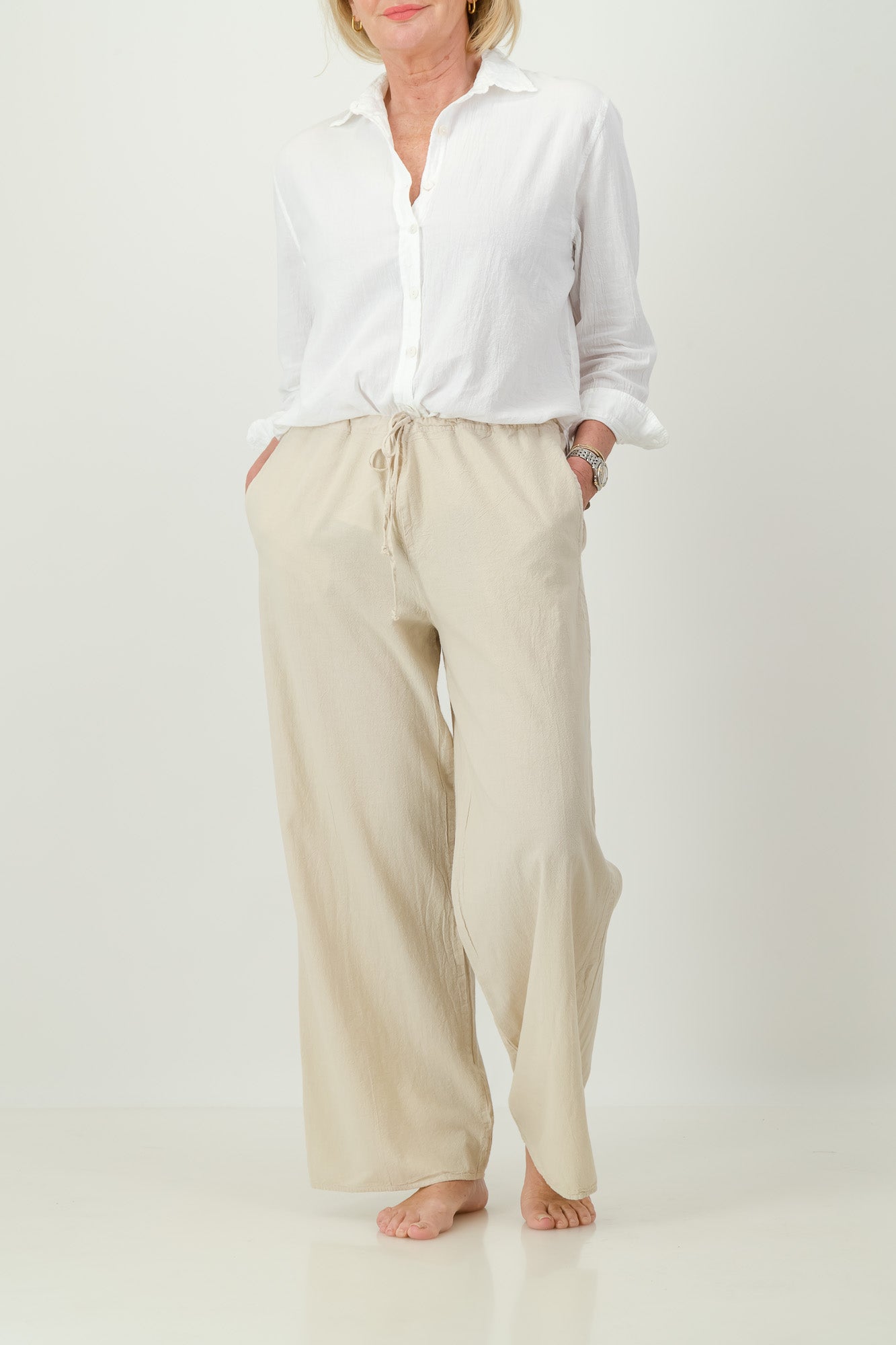 Hana Cotton Wide-Leg Pants