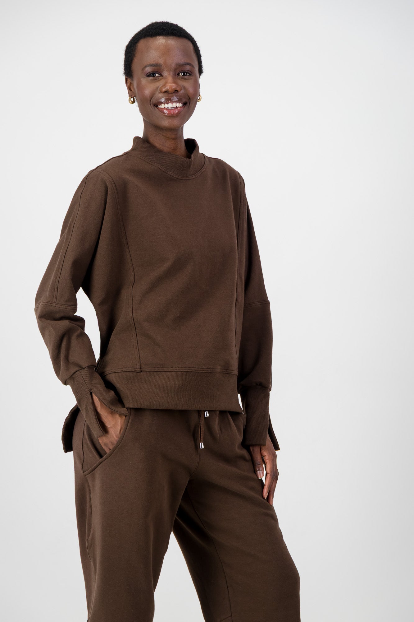 Tate Fleece Mock-Neck Top