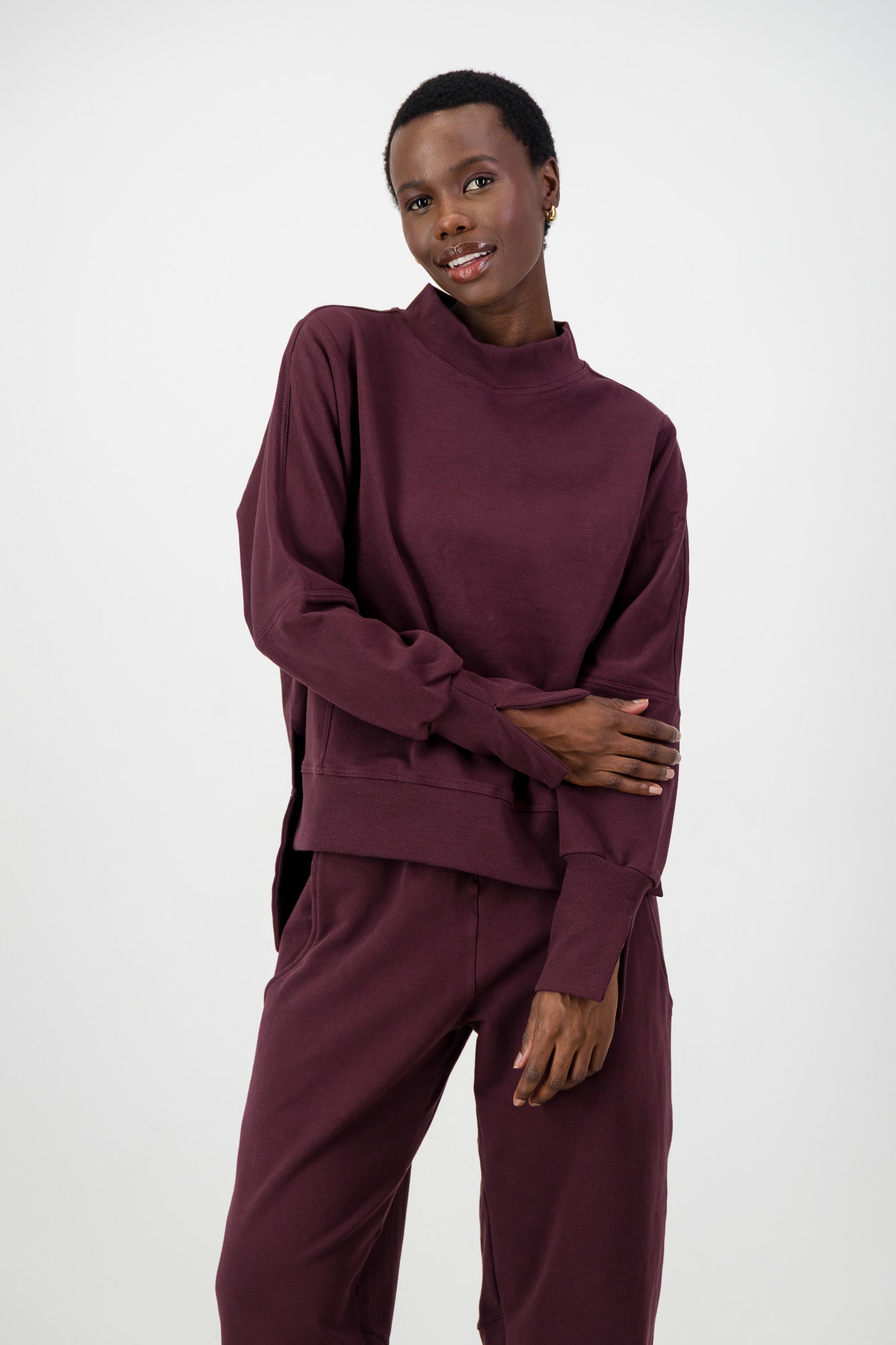 Tate Fleece Mock-Neck Top
