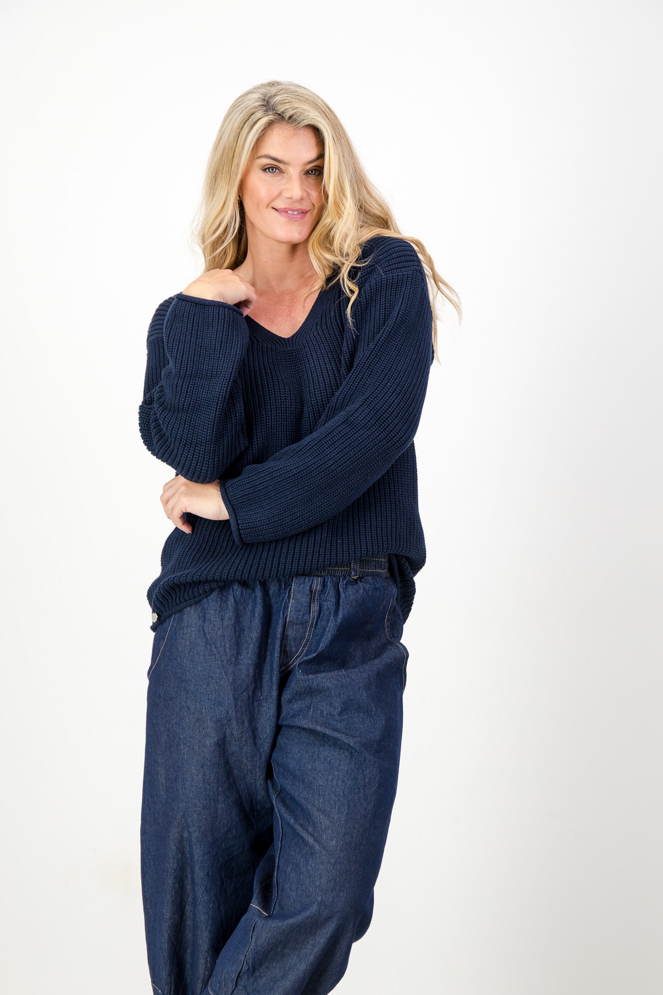 Jordan Cotton V-Neck Chunky Knit